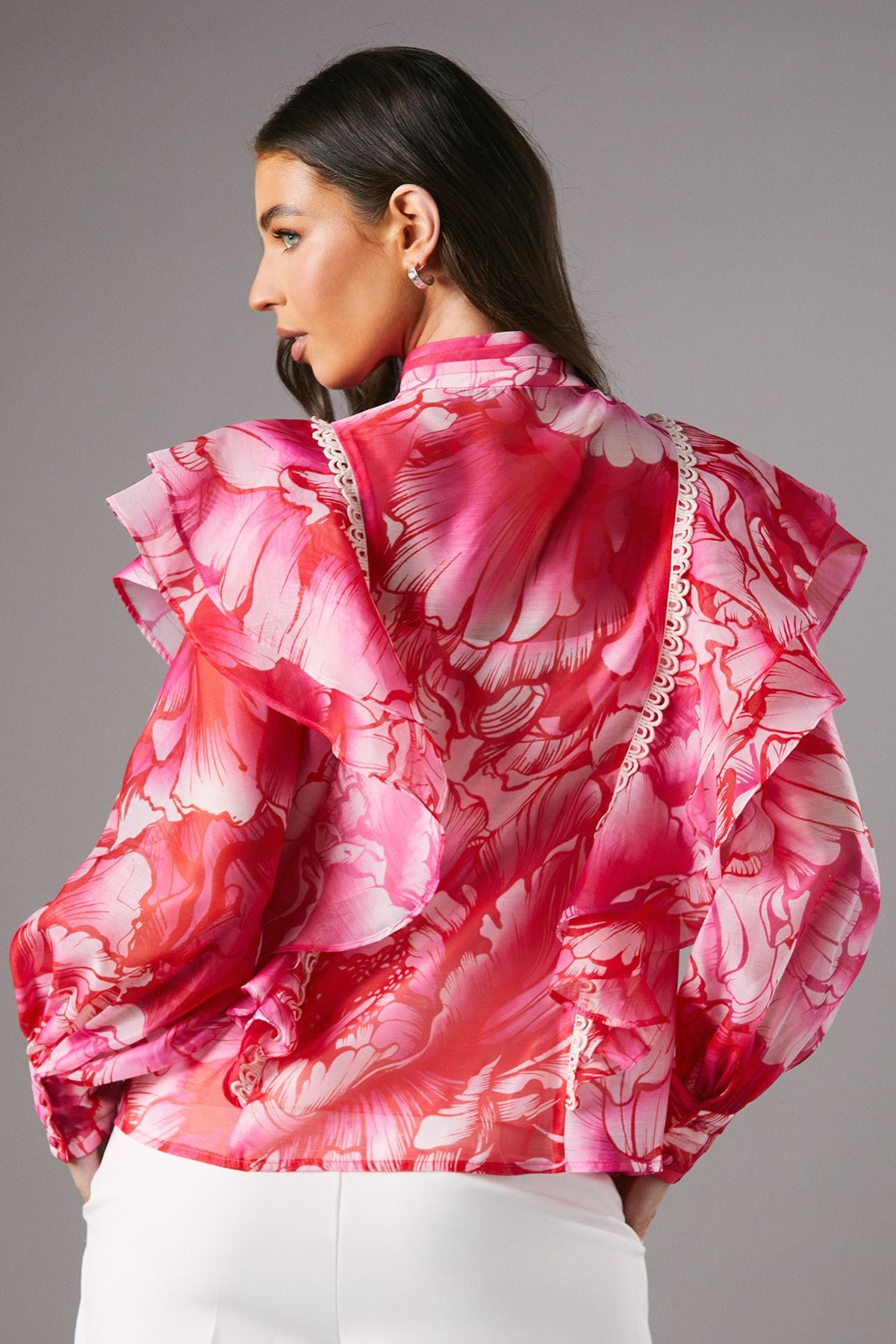 Coast Frill Button Through Blouse Pink image 3