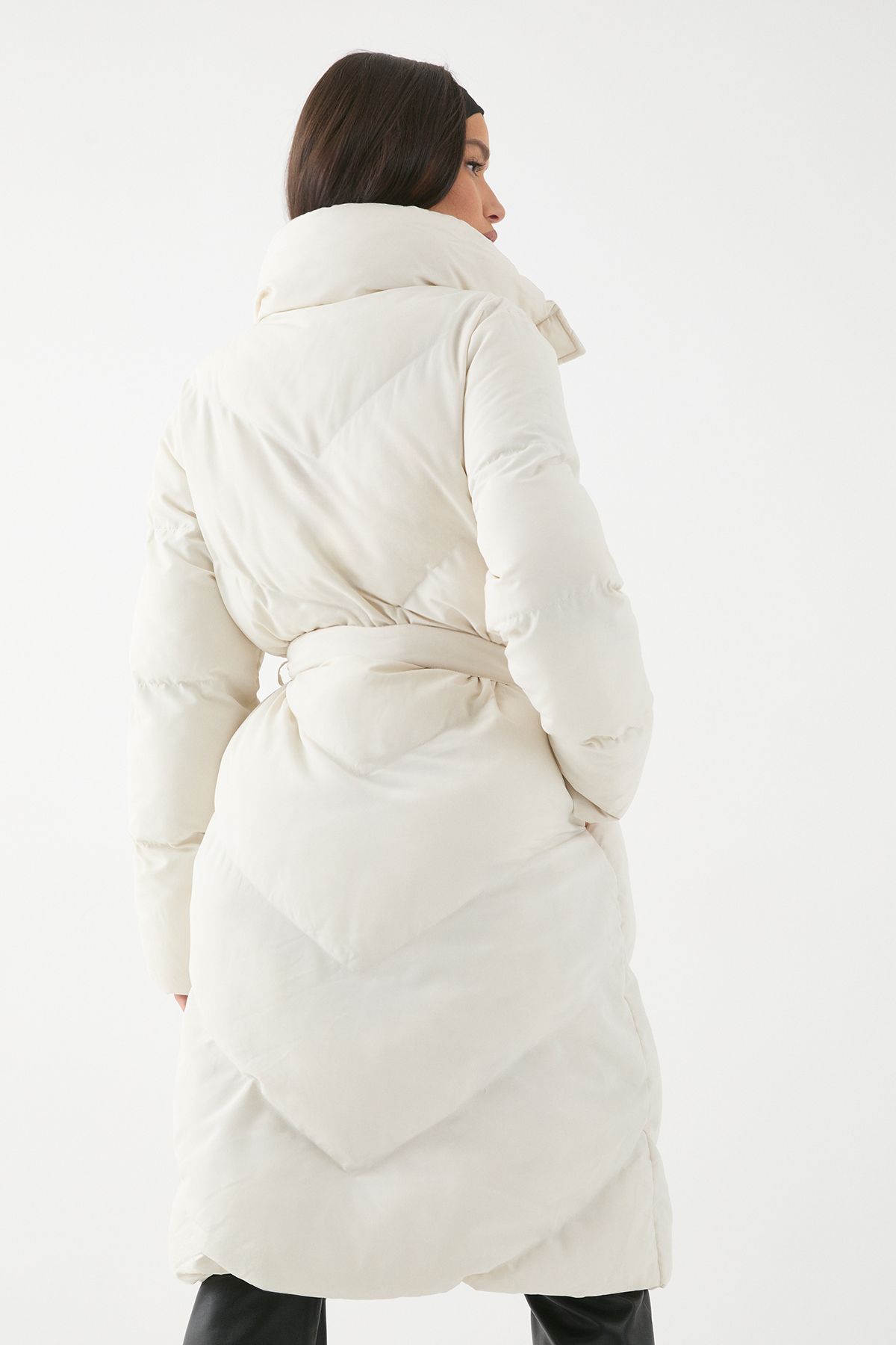 MissPap Longline Puffer Coat Cream image 3