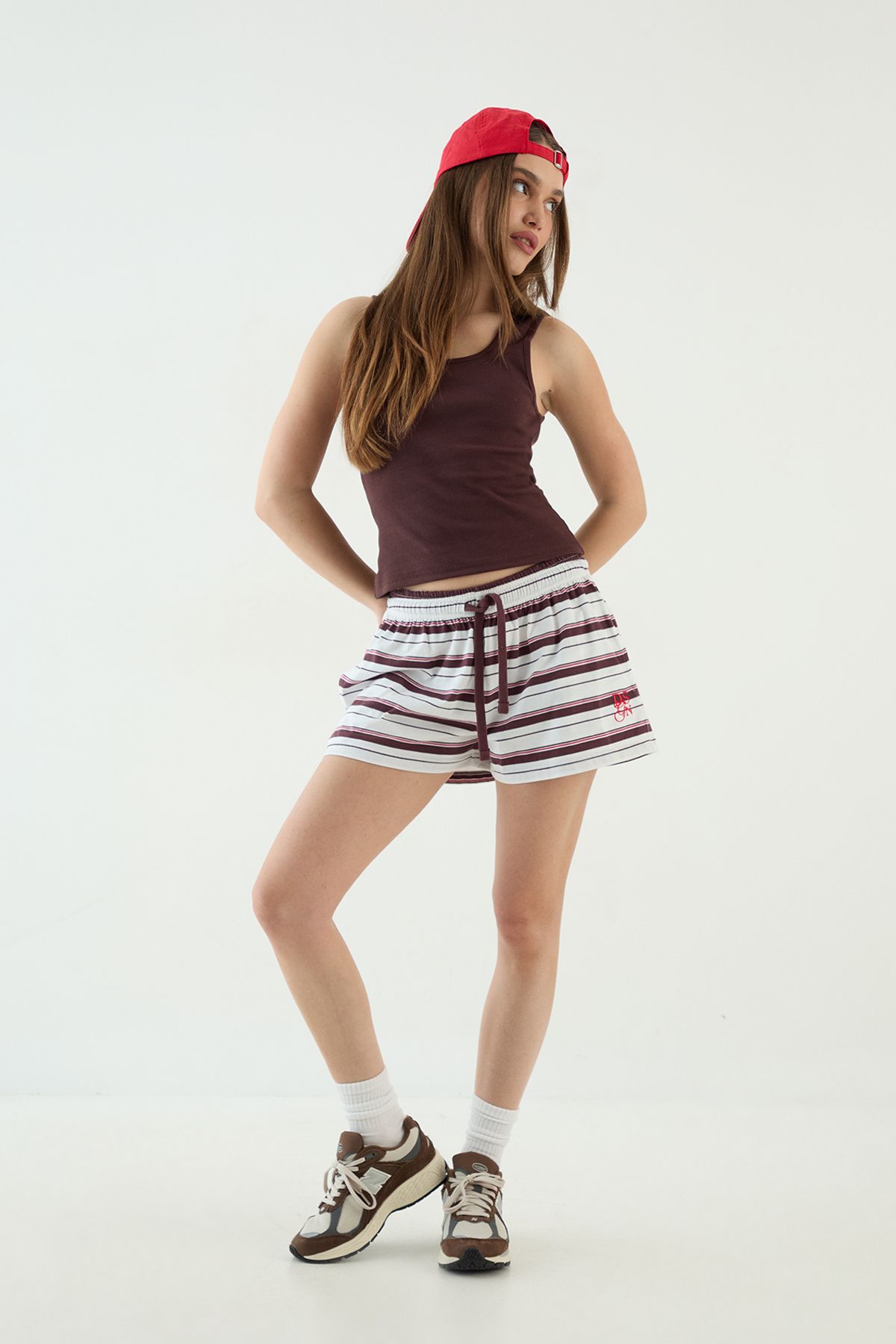 DSGN Studio DSGN Studio Stripe Drawstring Waist Short Ecru