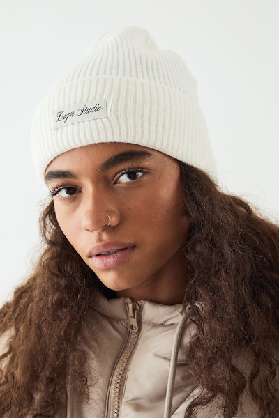 DSGN Studio DSGN Studio Rib Knit Beanie Hat Cream