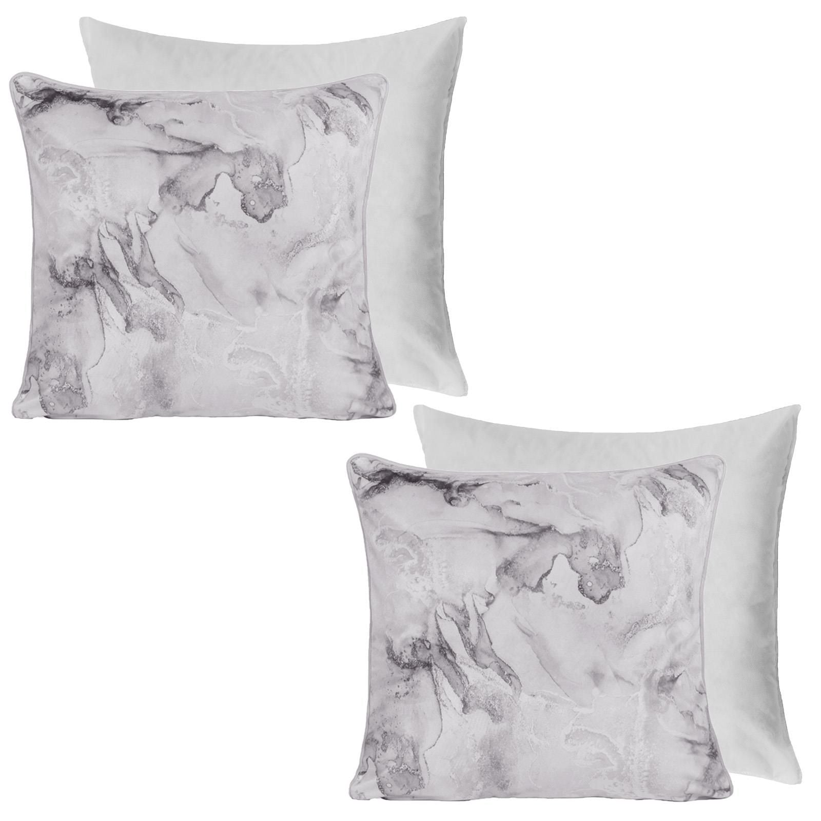OHS 2 Pack Marble Matte Velvet Filled Cushion Covers image 1