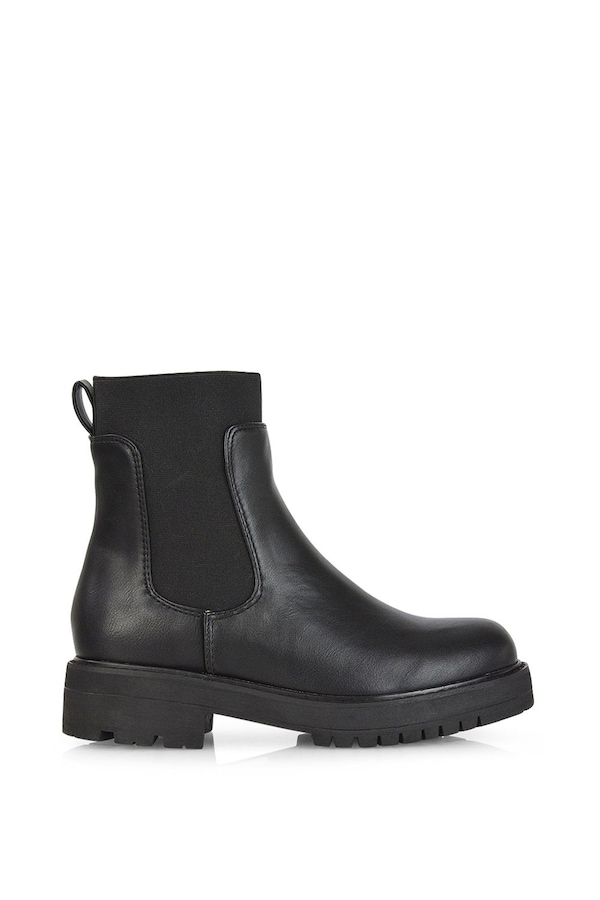 XY London 'Karev' Black Ankle Boots Pull On Elasticated Gusset Chelsea