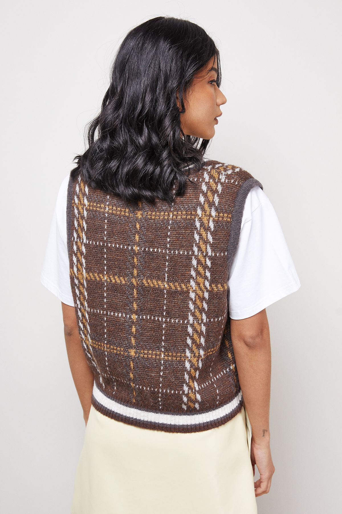 Warehouse Check Mini Tank Brown image 3