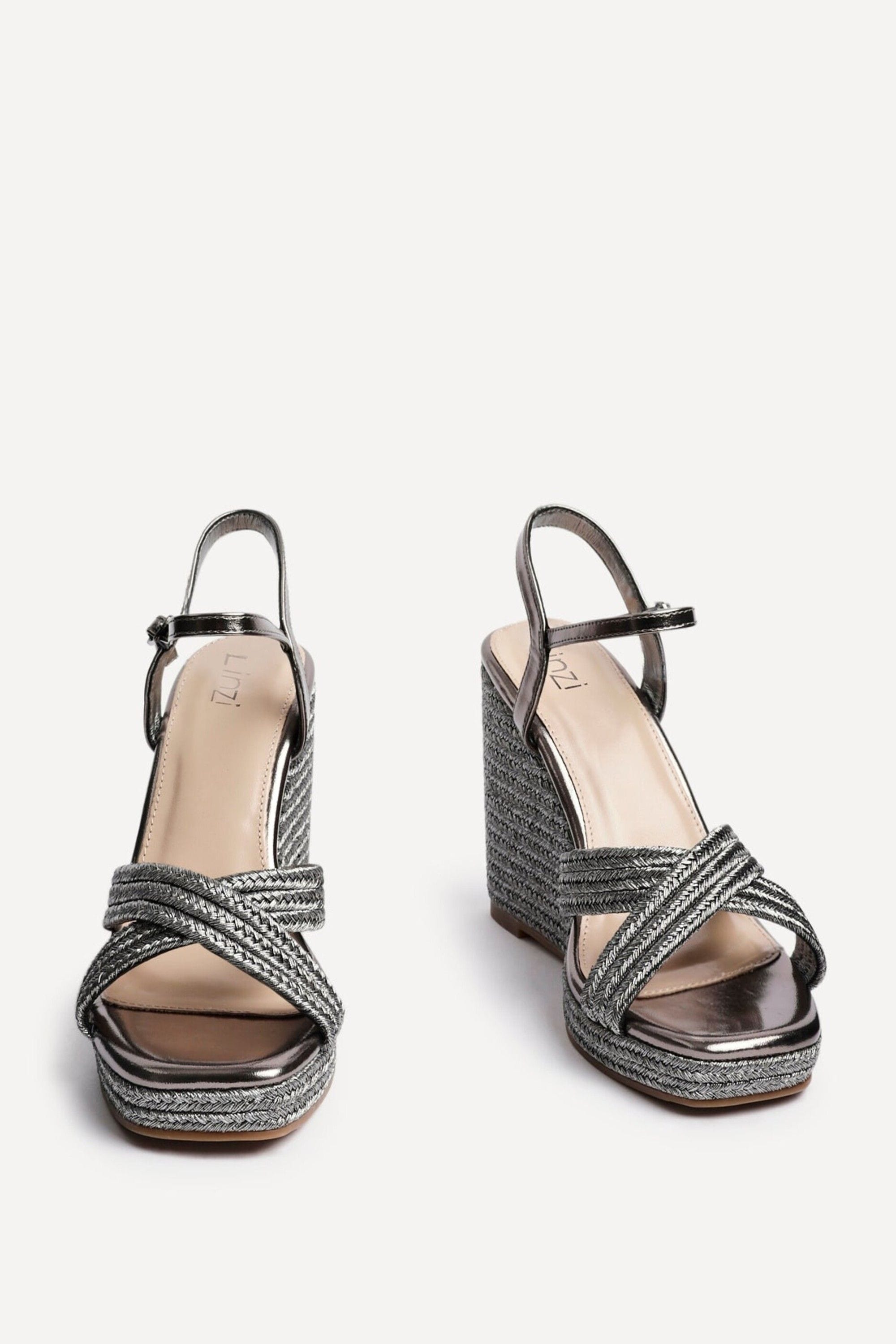 Linzi Nikki Pewter Rope Crossover Platform Wedge image 3