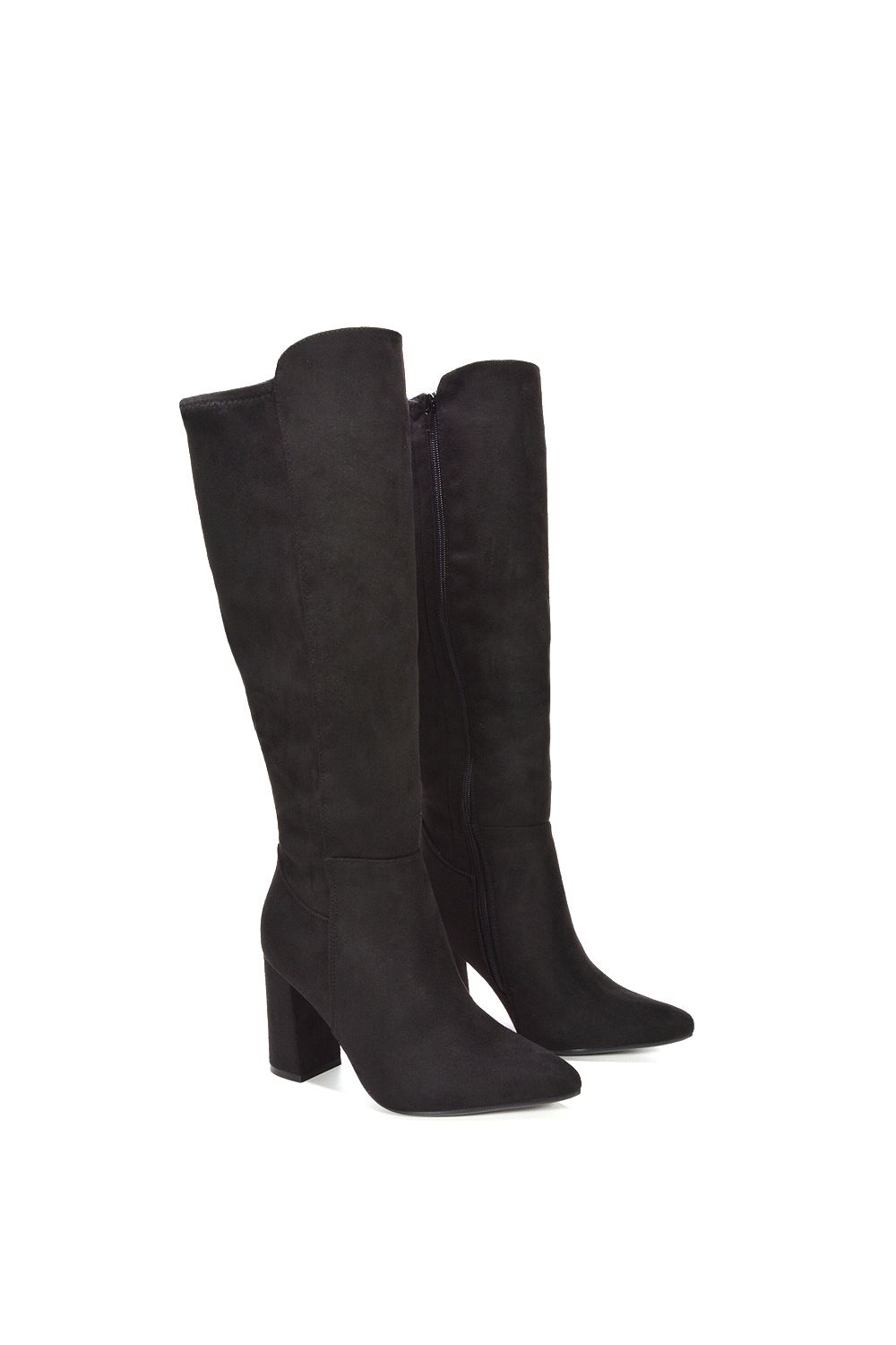 XY London 'Wisteria' Wide Calf Stretchy Block High Heel Knee Boots image 5