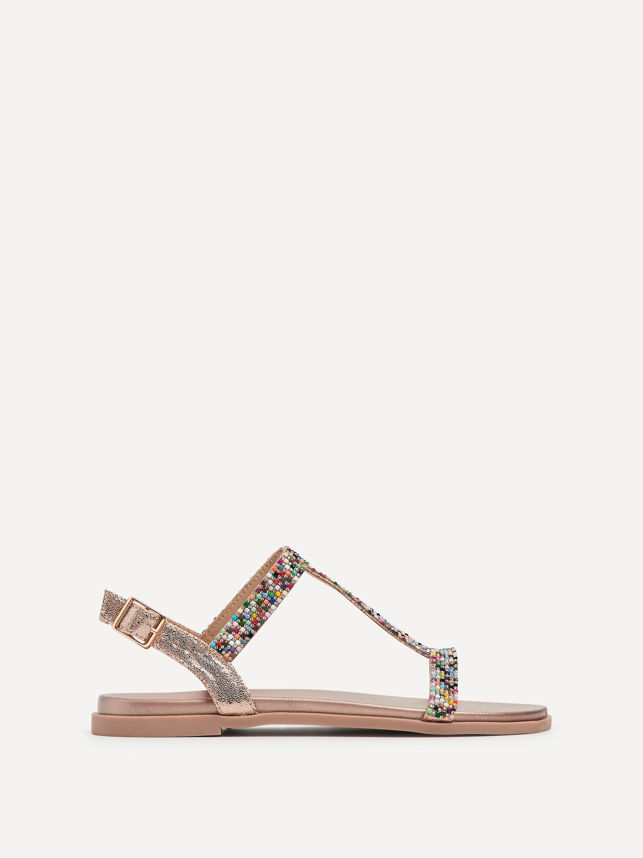 Linzi Aubrey Rose Gold T-Bar Flat Sandal image 1