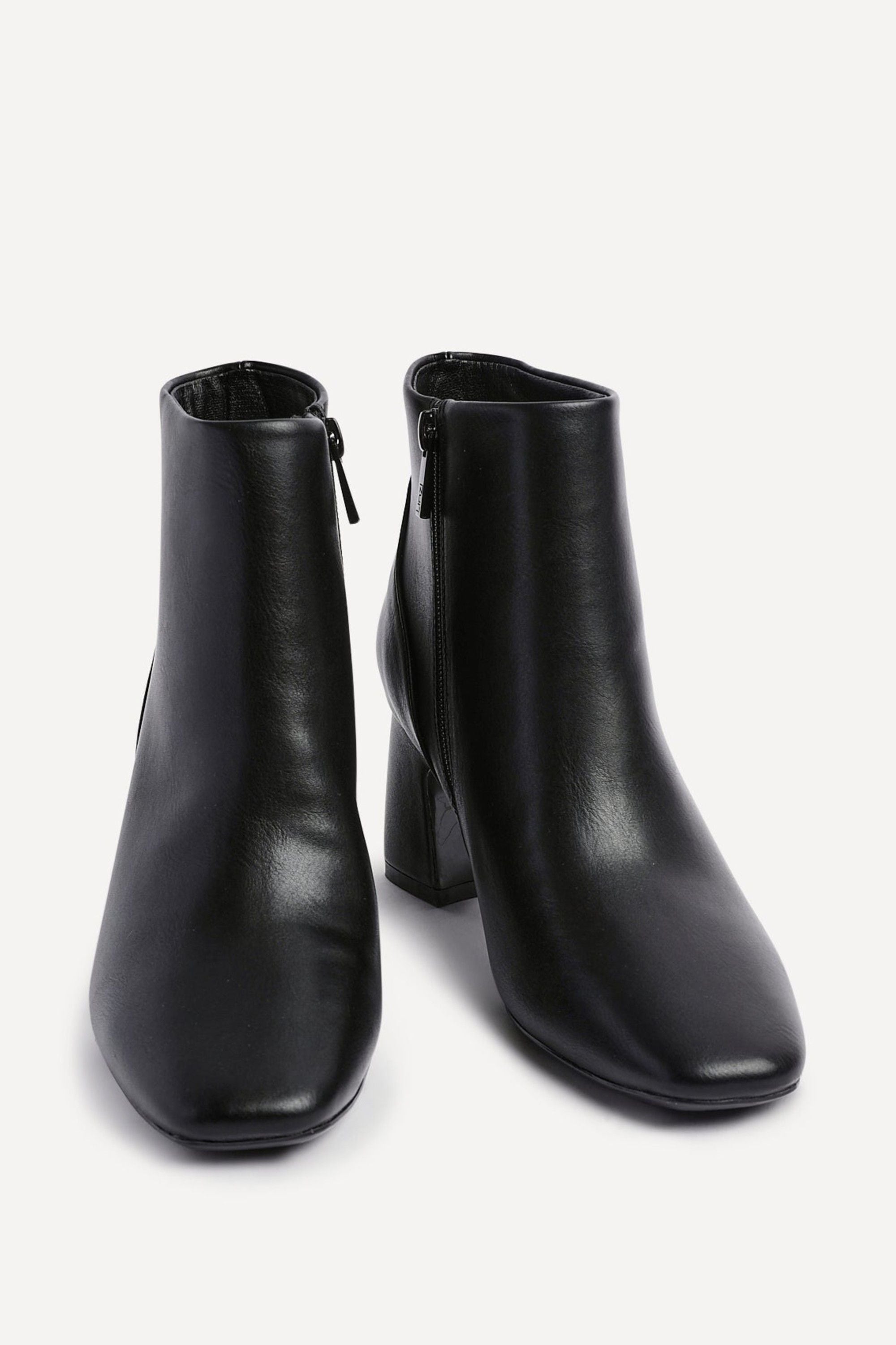 Linzi Cove Black Faux Leather Soft Square Toe Block Heel Ankle Boot image 3