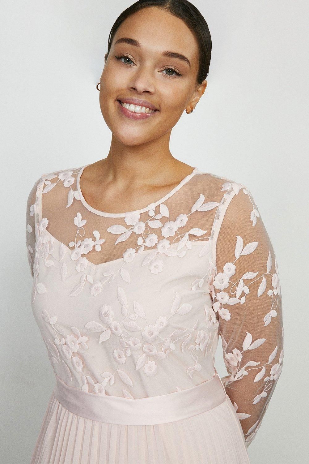 Coast Plus Size Embroidered Long Sleeve Maxi Dress Blush image 2