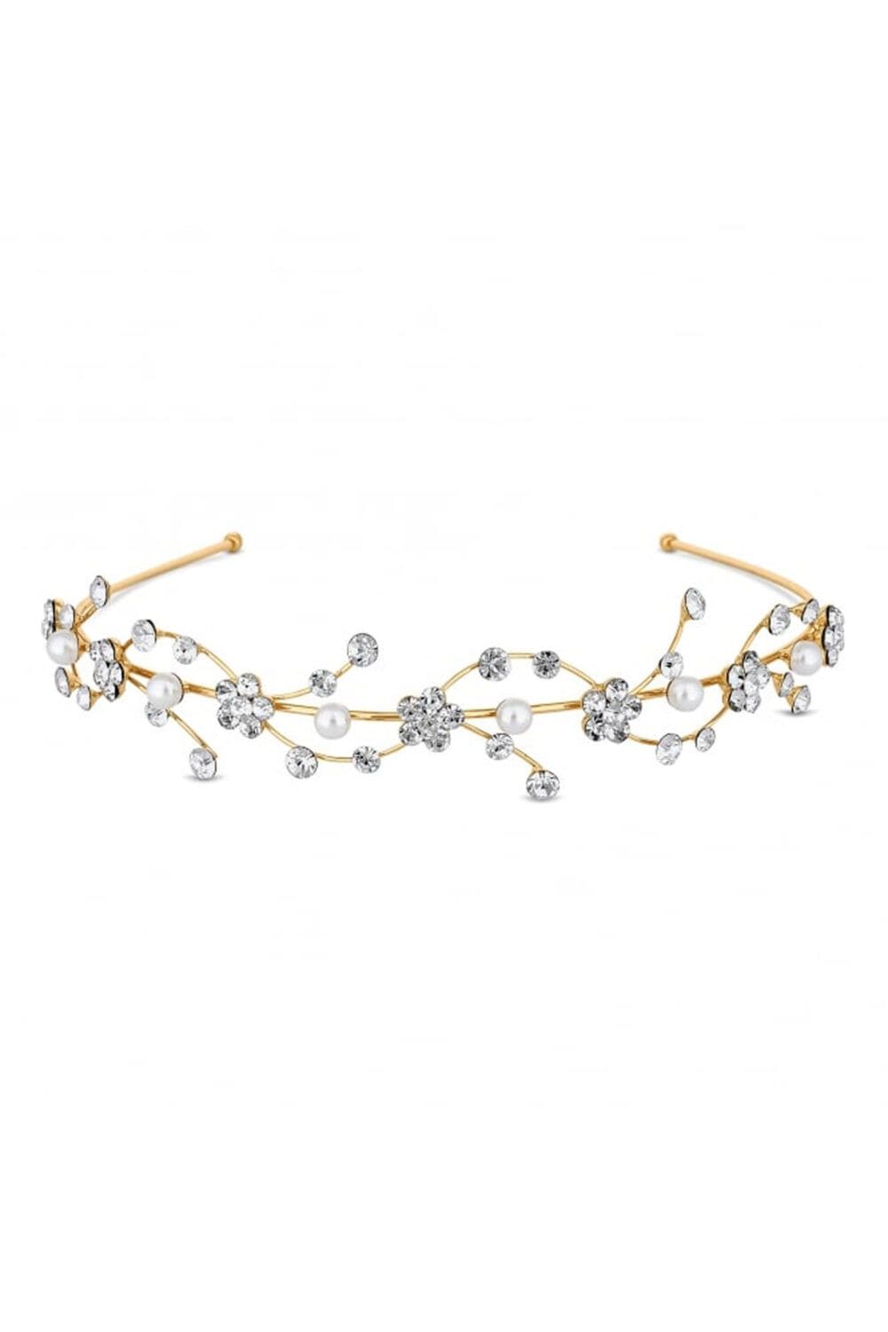 Jon Richard Gold Floral Pearl Wave Headband - Gift Pouch image 1