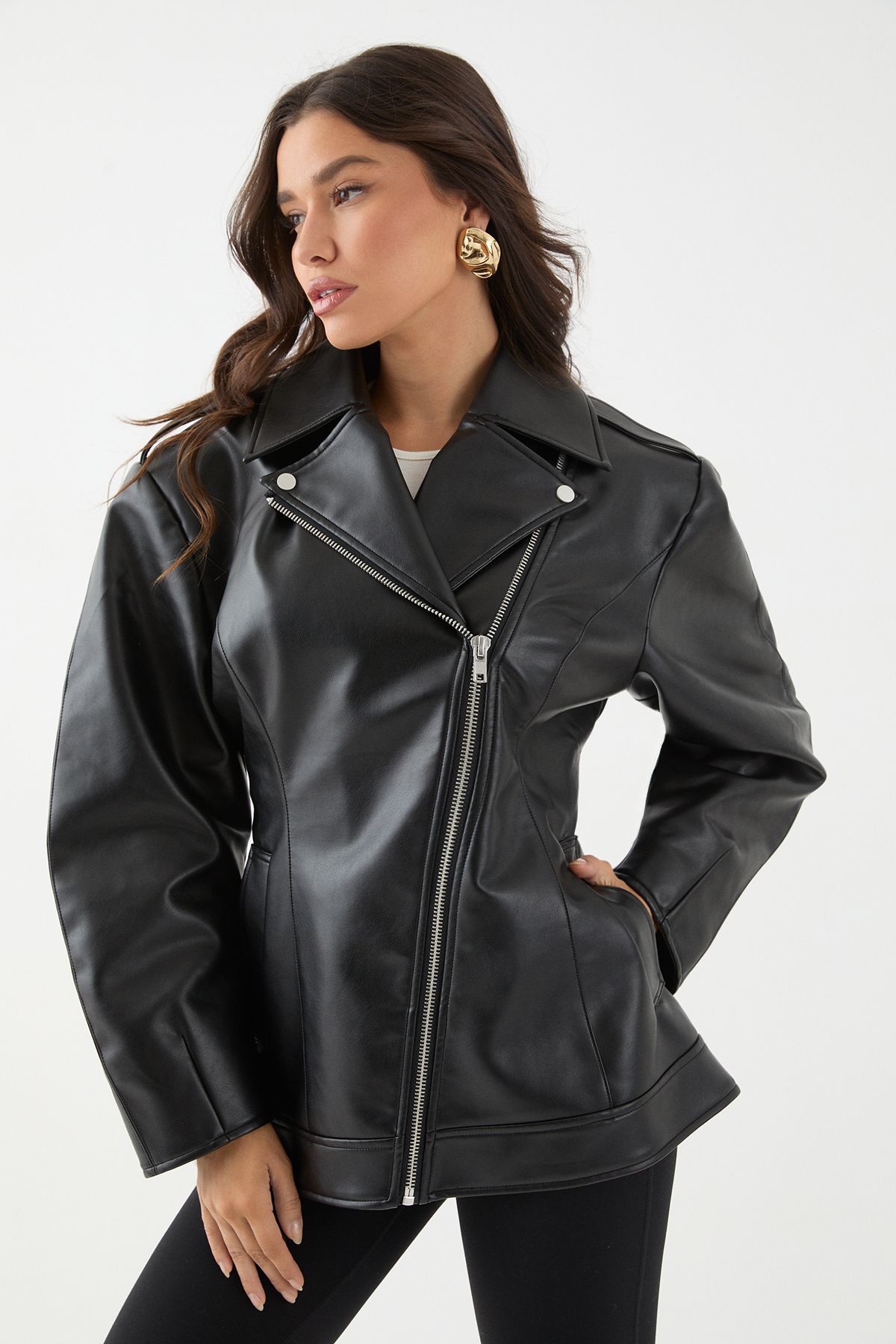 MissPap Faux Leather Biker Jacket Black image 1