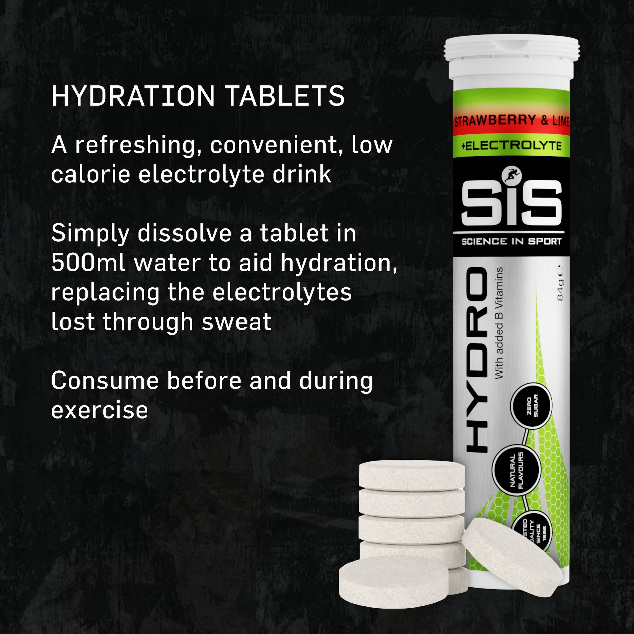 Science in Sport Hydro Tabs + Electrolytes | Strawberry & Lime - 20 Tablets image 3