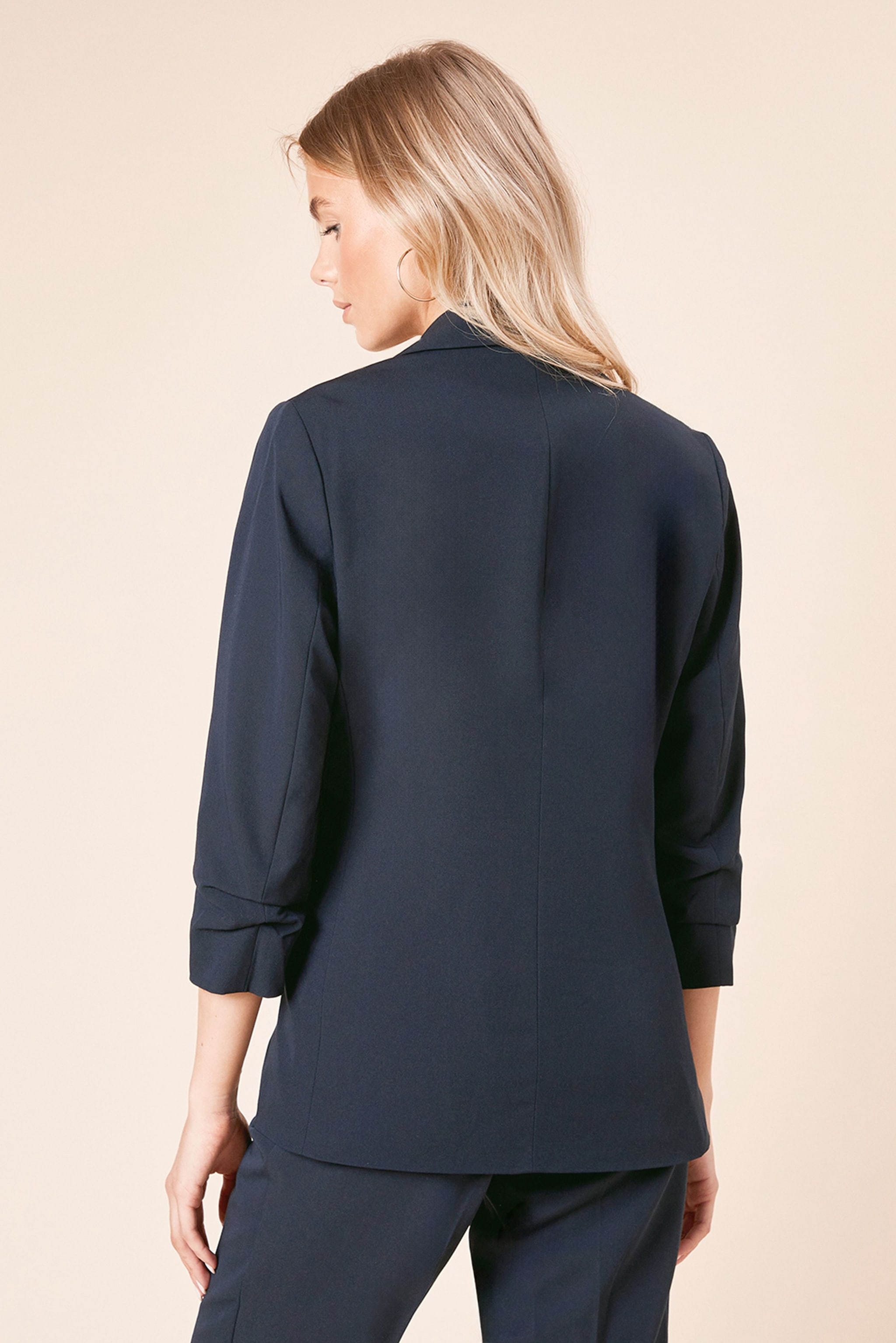 Dorothy Perkins Ruched Sleeve Blazer Navy image 4