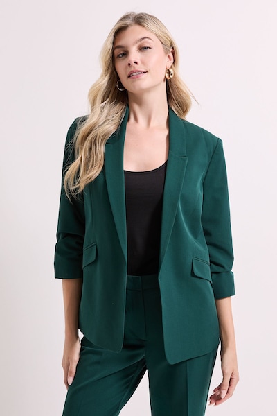 Dorothy Perkins Ruched Sleeve Blazer Forest