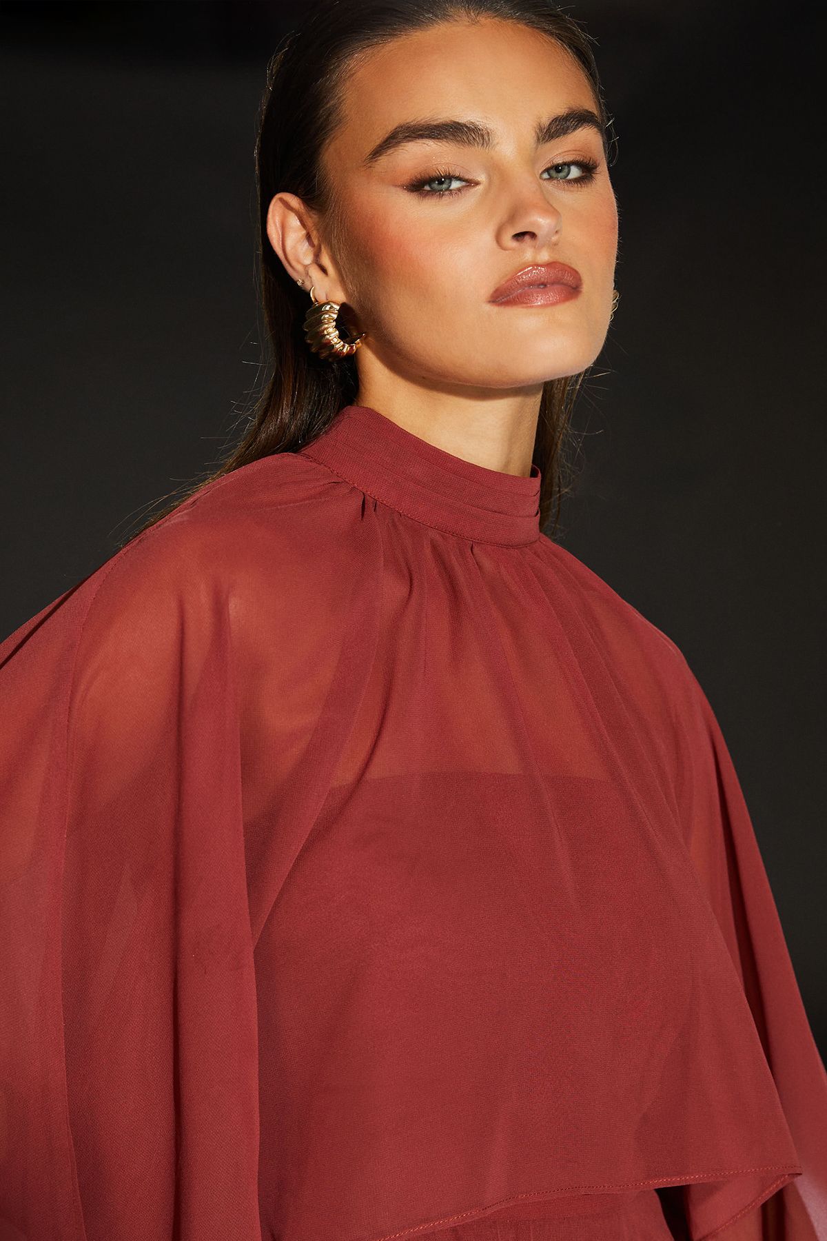 RUNWAY 1.8.1.8 Runway 1.8.1.8 Cape Tiered Dress Rose image 4