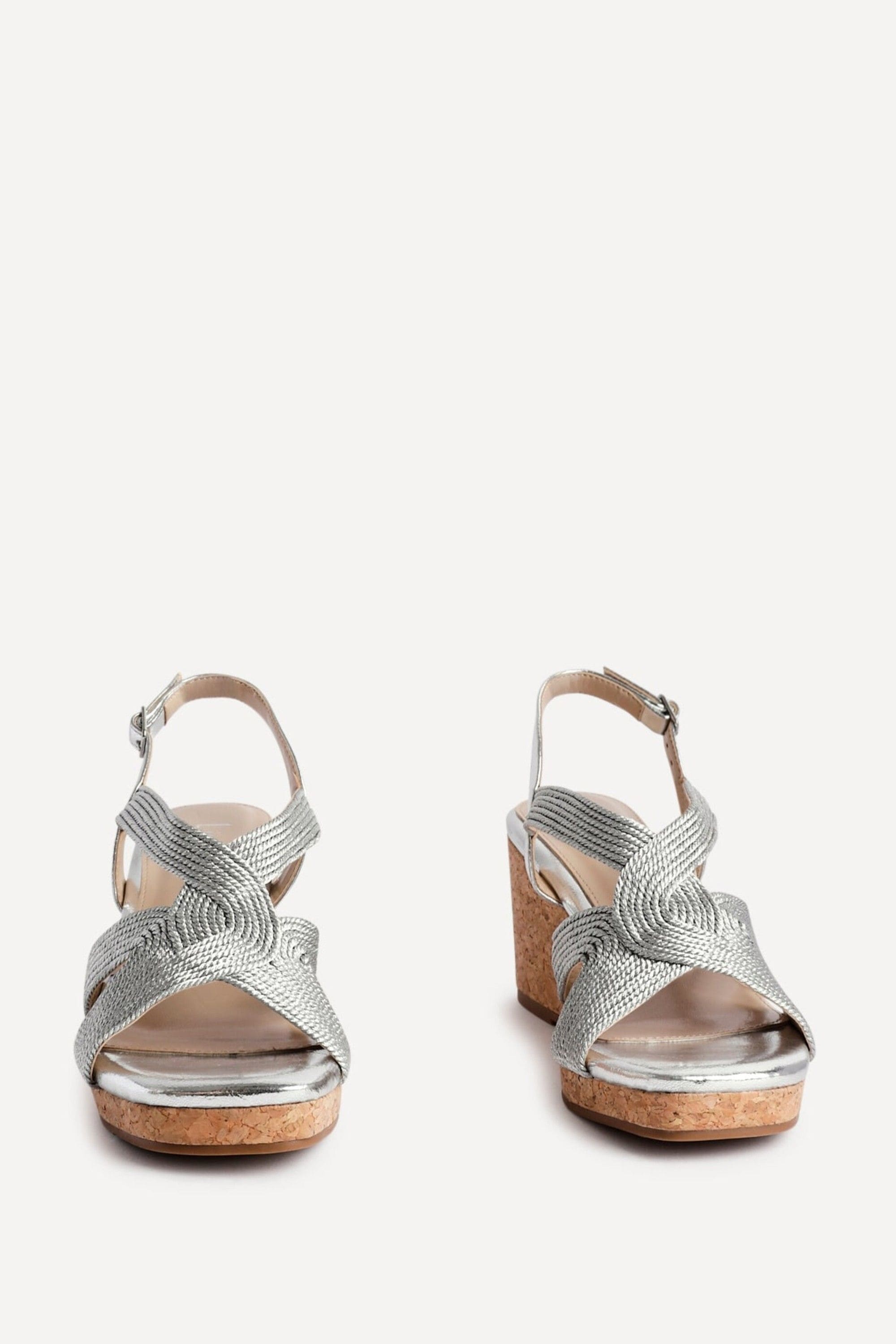 Linzi Destined Silver Woven Design Cork Wedges image 3