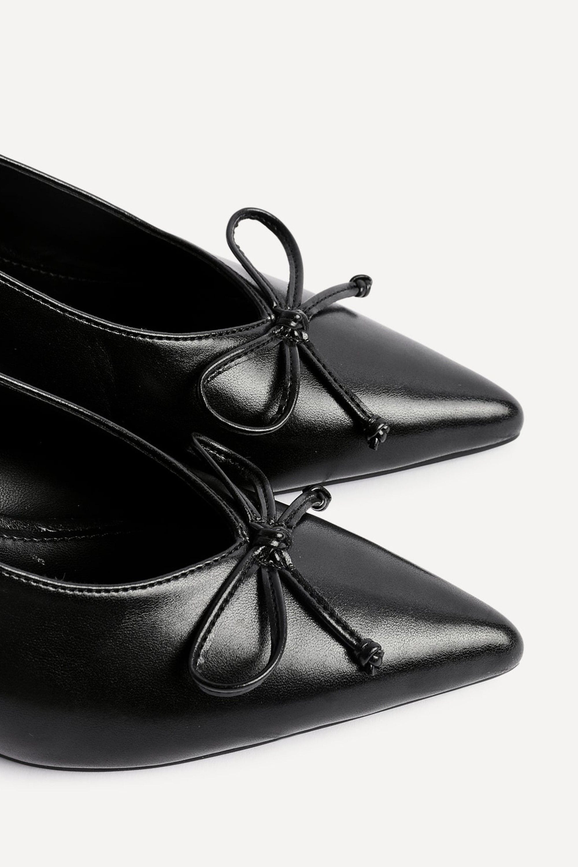 Linzi Ribbon Black Faux Leather Slingback Court Heel image 5