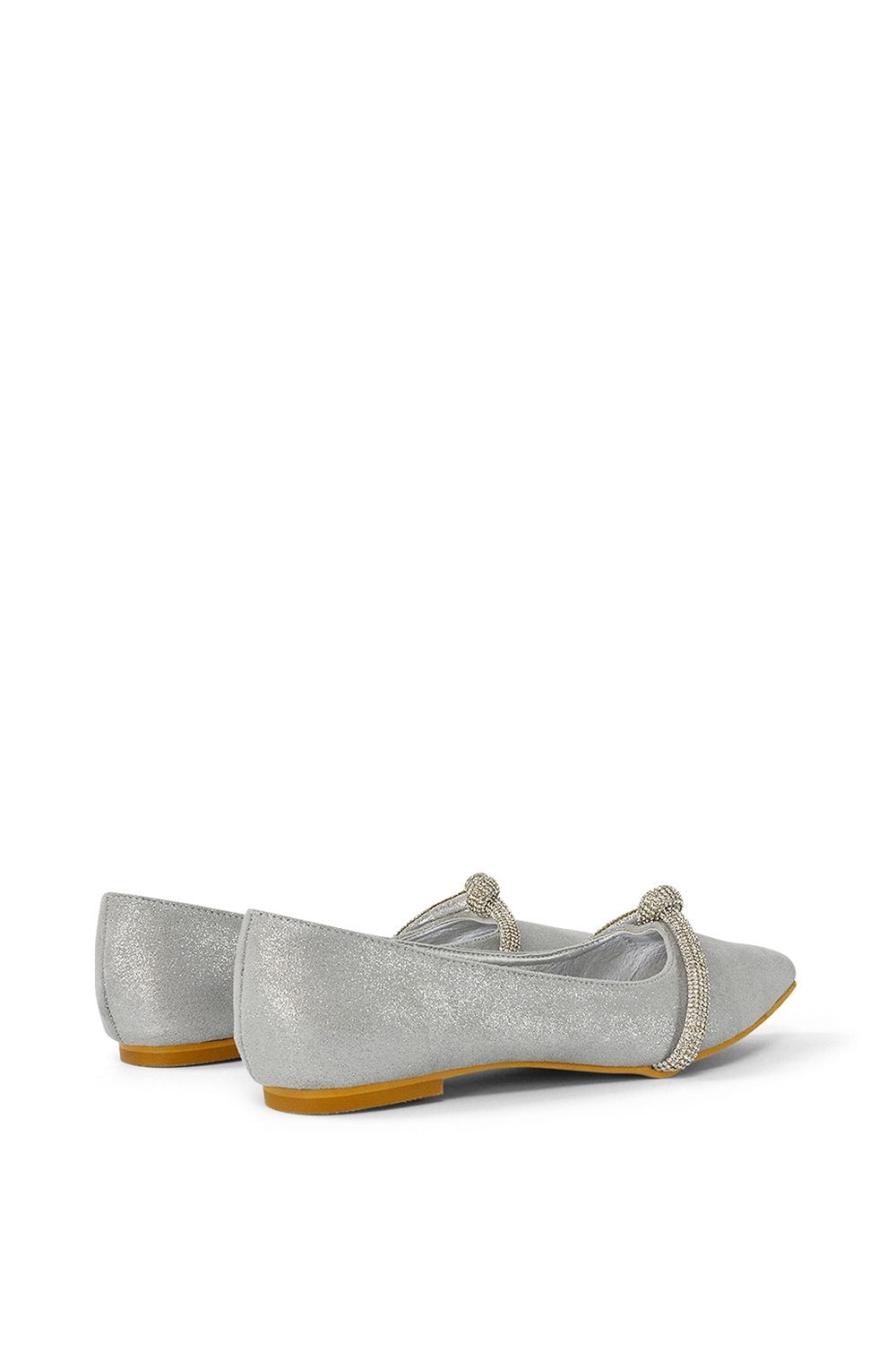 XY London 'Halley' Flat Heel Pointed Toe Sparkly Embellished Diamante Bridal Pumps image 3