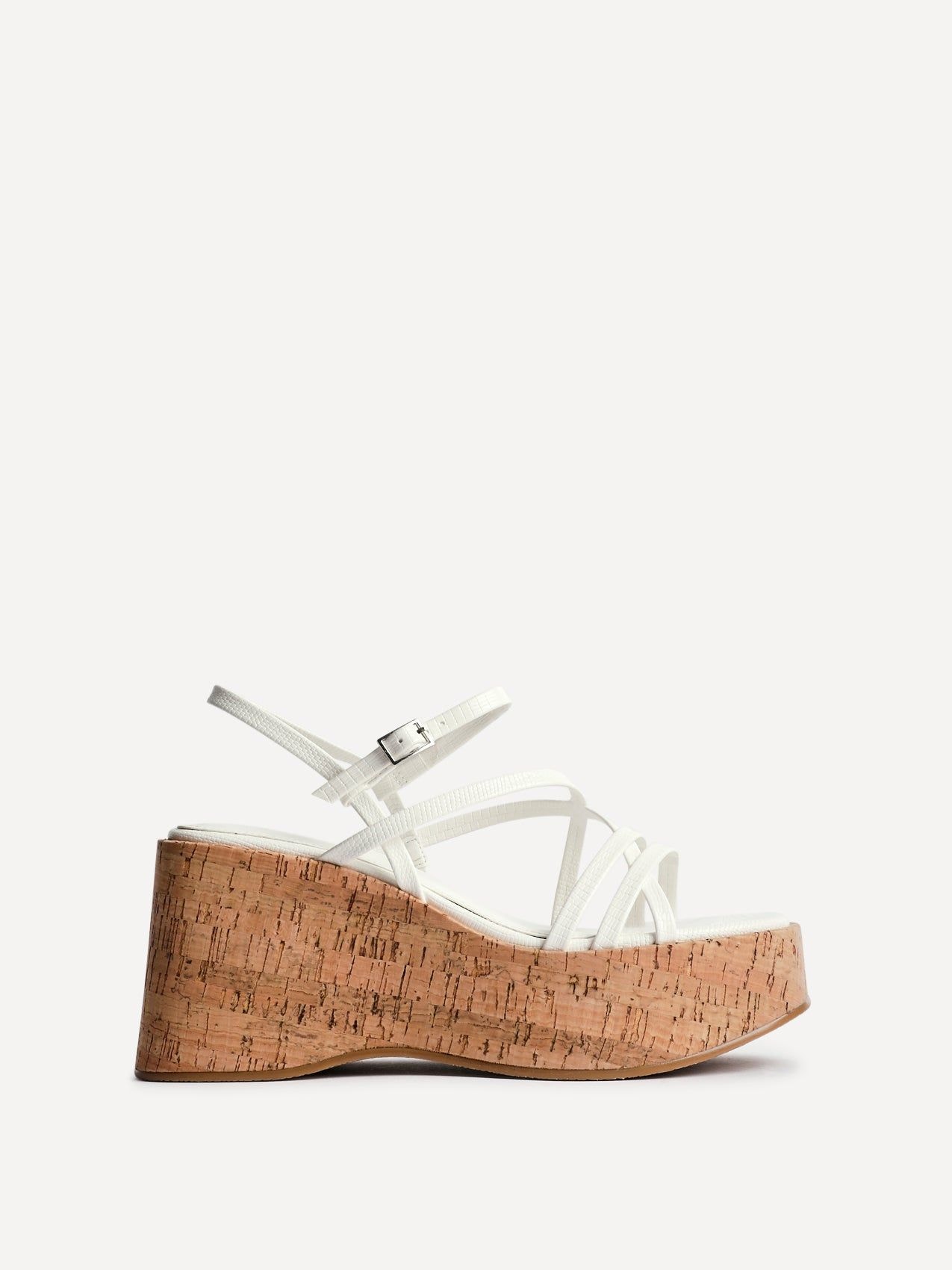 Linzi Orbit White Cork Flatform Sandals
