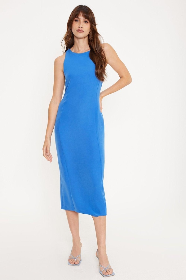 Oasis Crepe Tailored Zip Back Midi Dress Cobalt