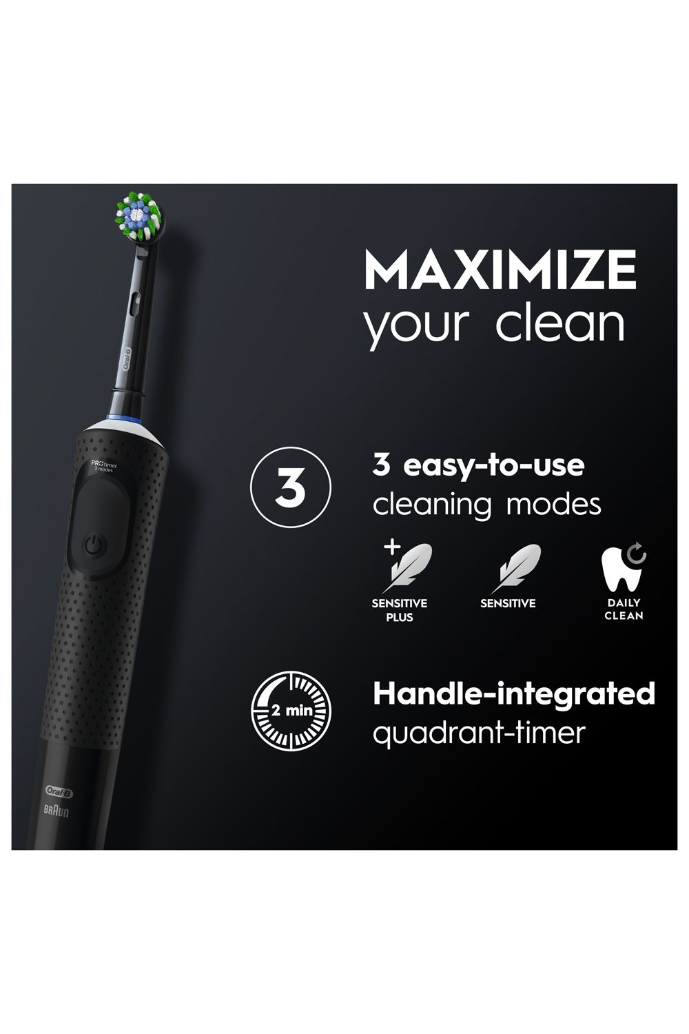 Oral B Vitality Pro Black & Blue Duo Toothbrushes Multi image 3