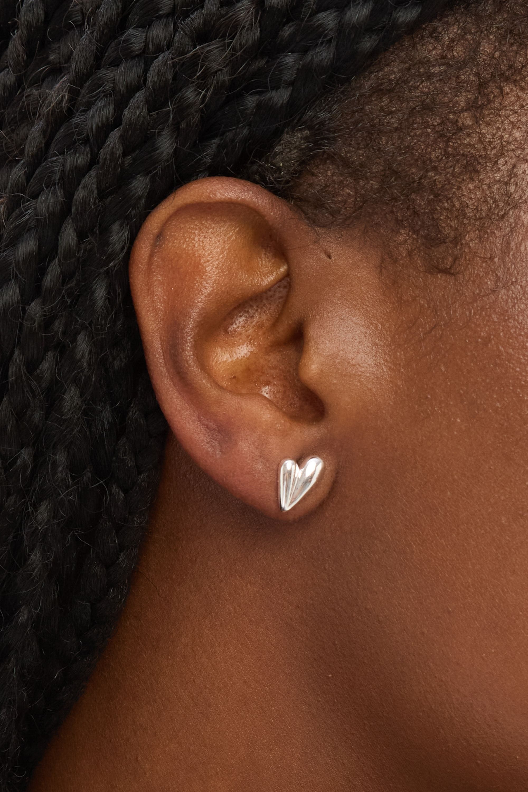 Simply Silver Sterling Silver 925 Polished Nugget Heart Stud Earrings image 3