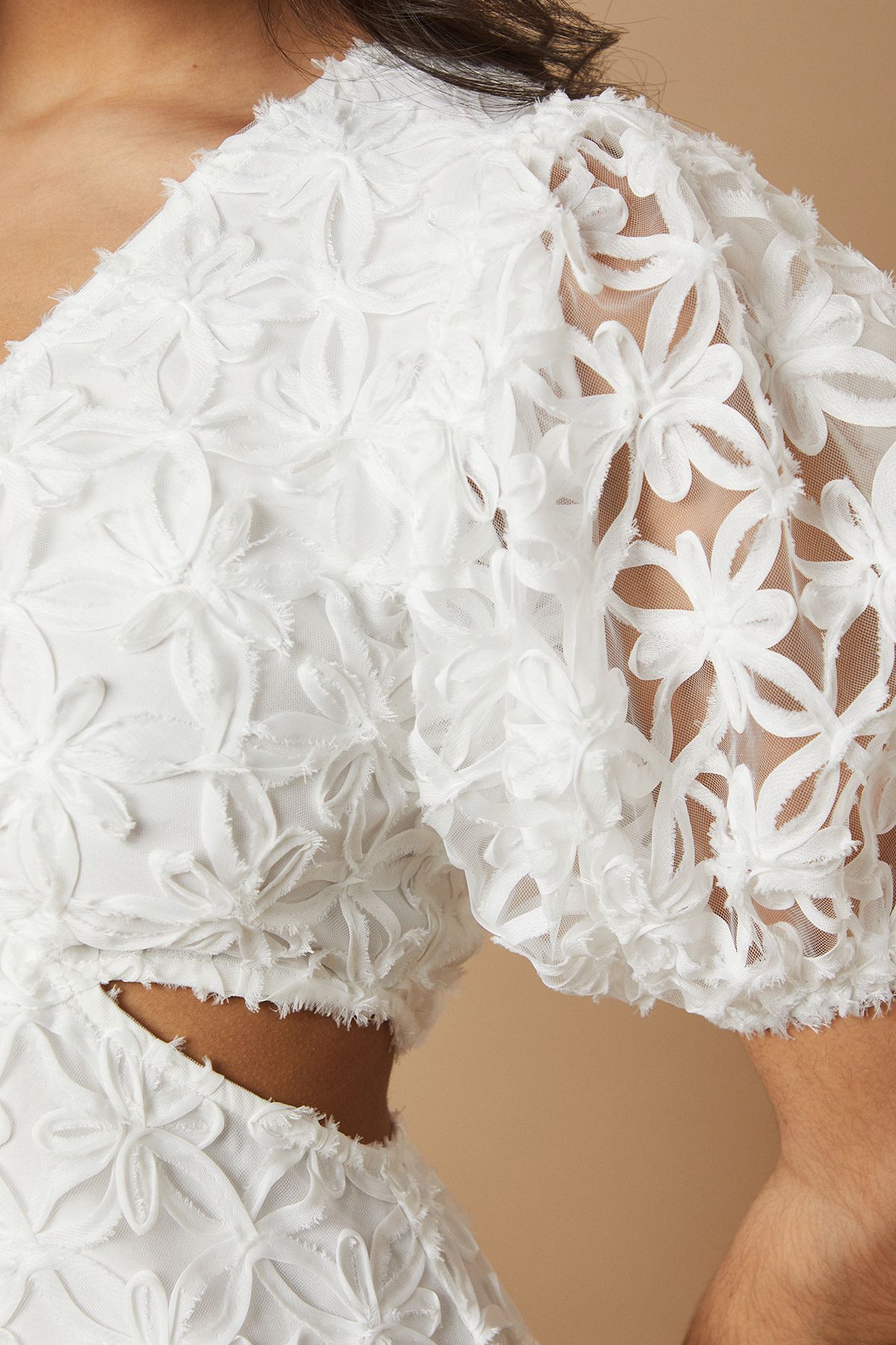 Oasis Textured Cutout Detail Midi Dress White image 5