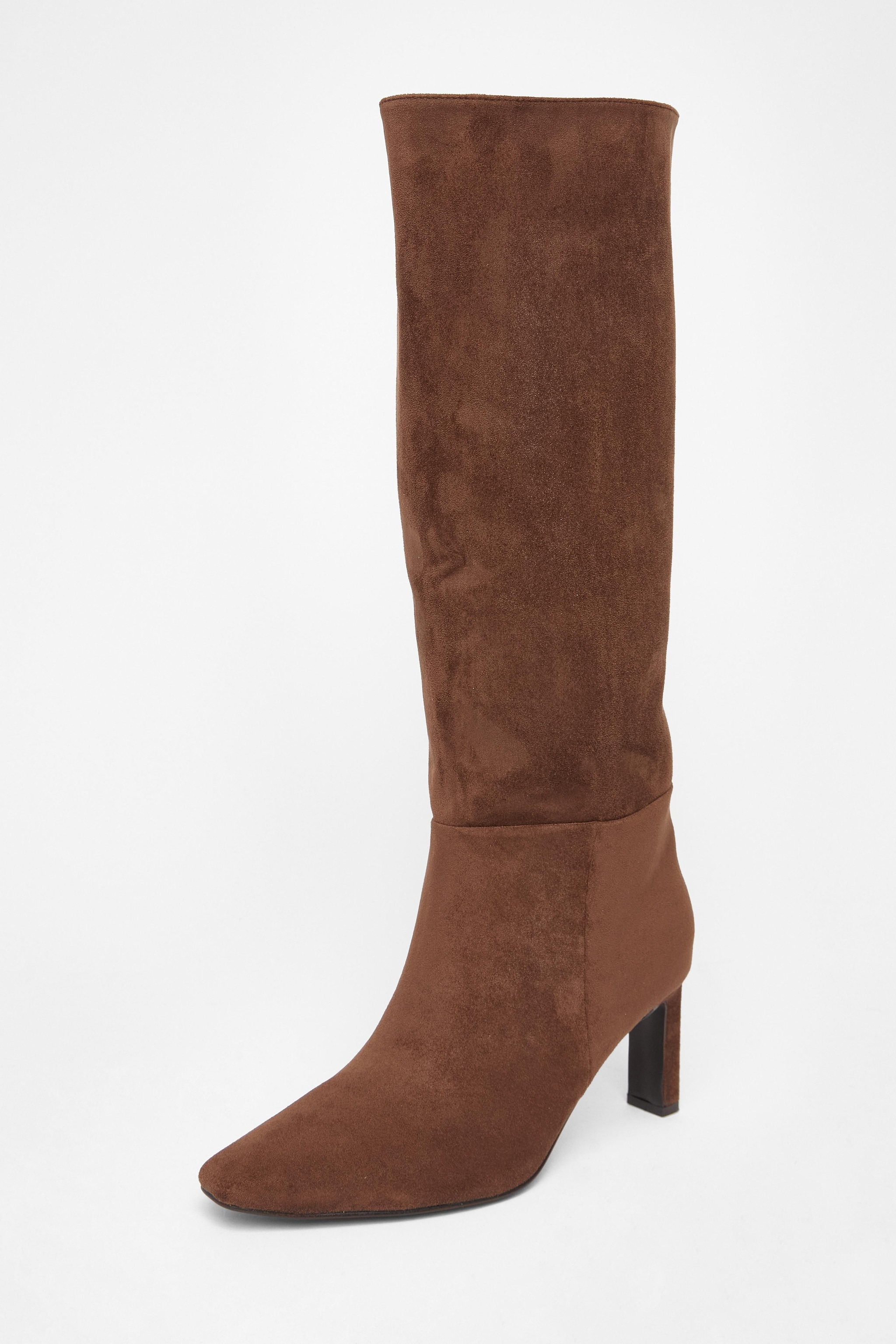 Quiz Brown Wide Fit Knee High Boots image 1