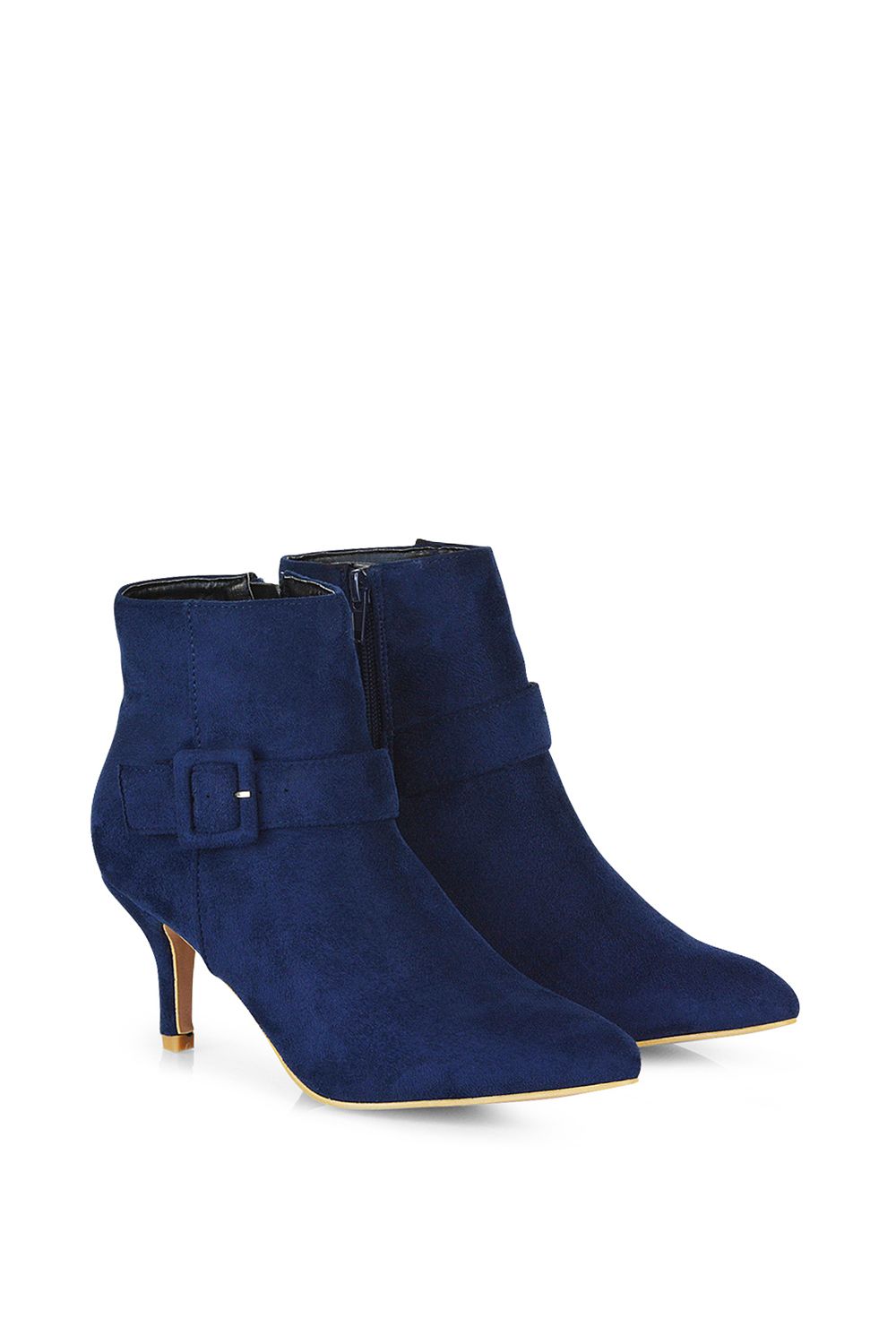 XY London 'Lara' Buckle Detail Pointed Toe Low Stiletto Heel Ankle Boots image 4