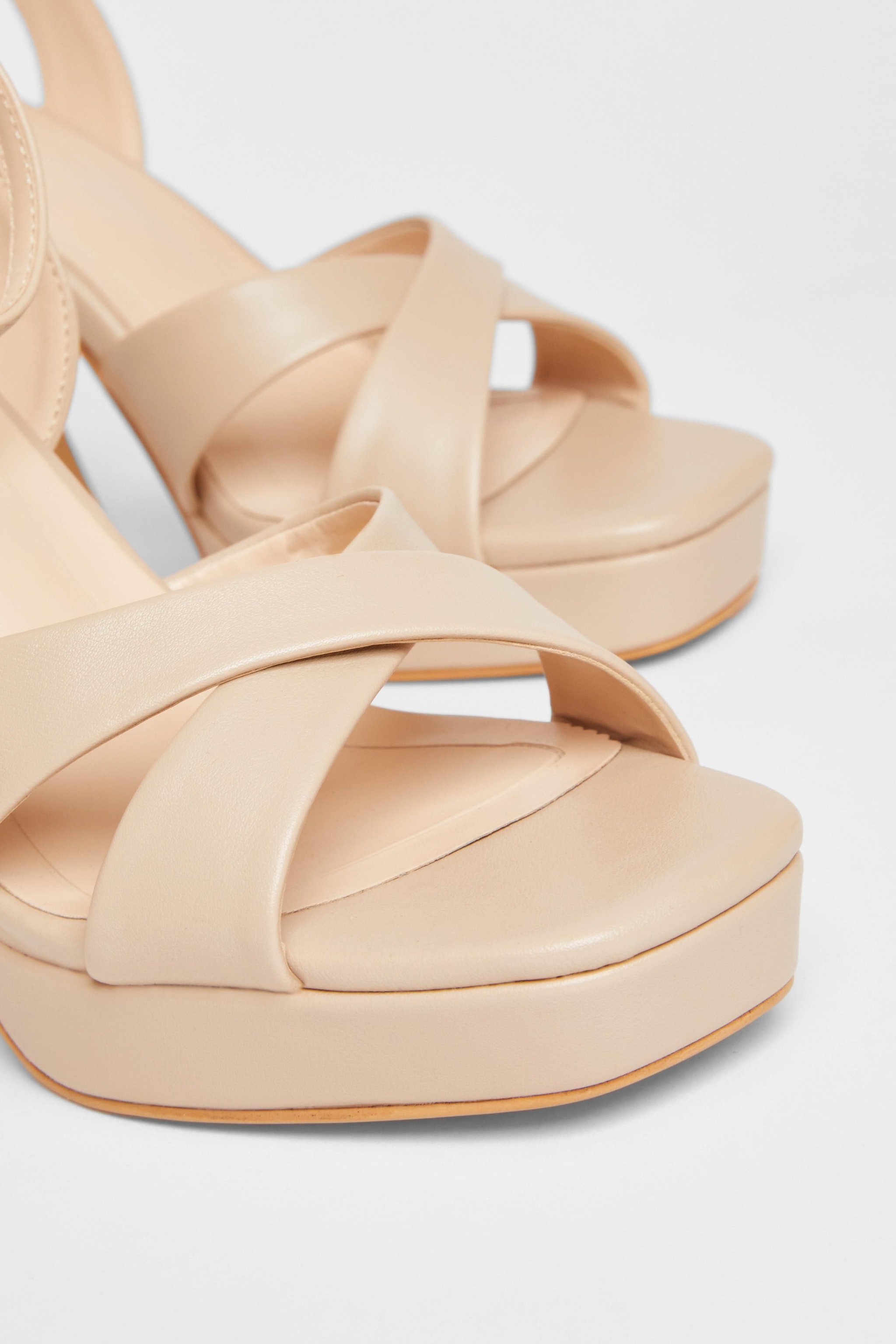 Quiz Nude Faux Leather Platform Heels image 4