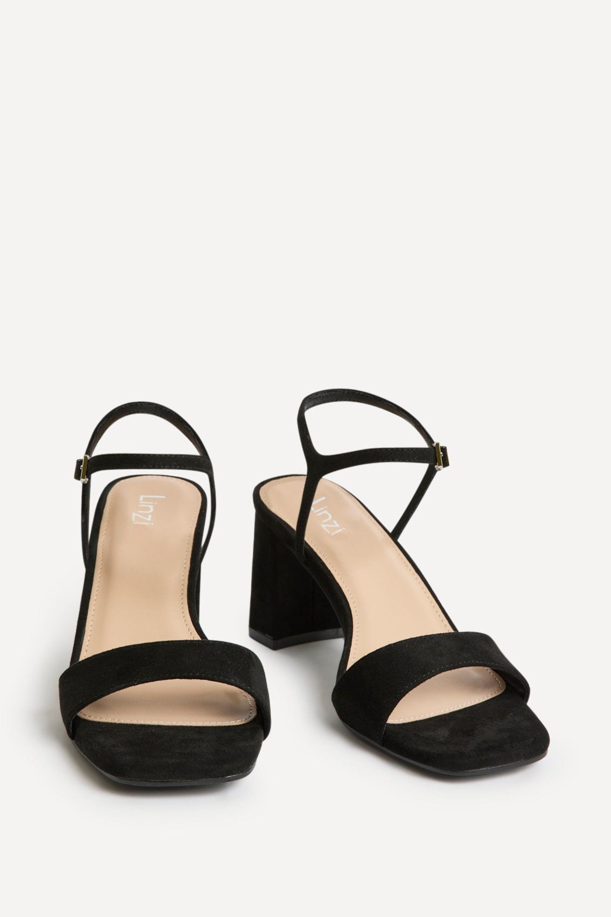 Linzi Reveal Black Faux Suede Block Heeled Sandals image 3