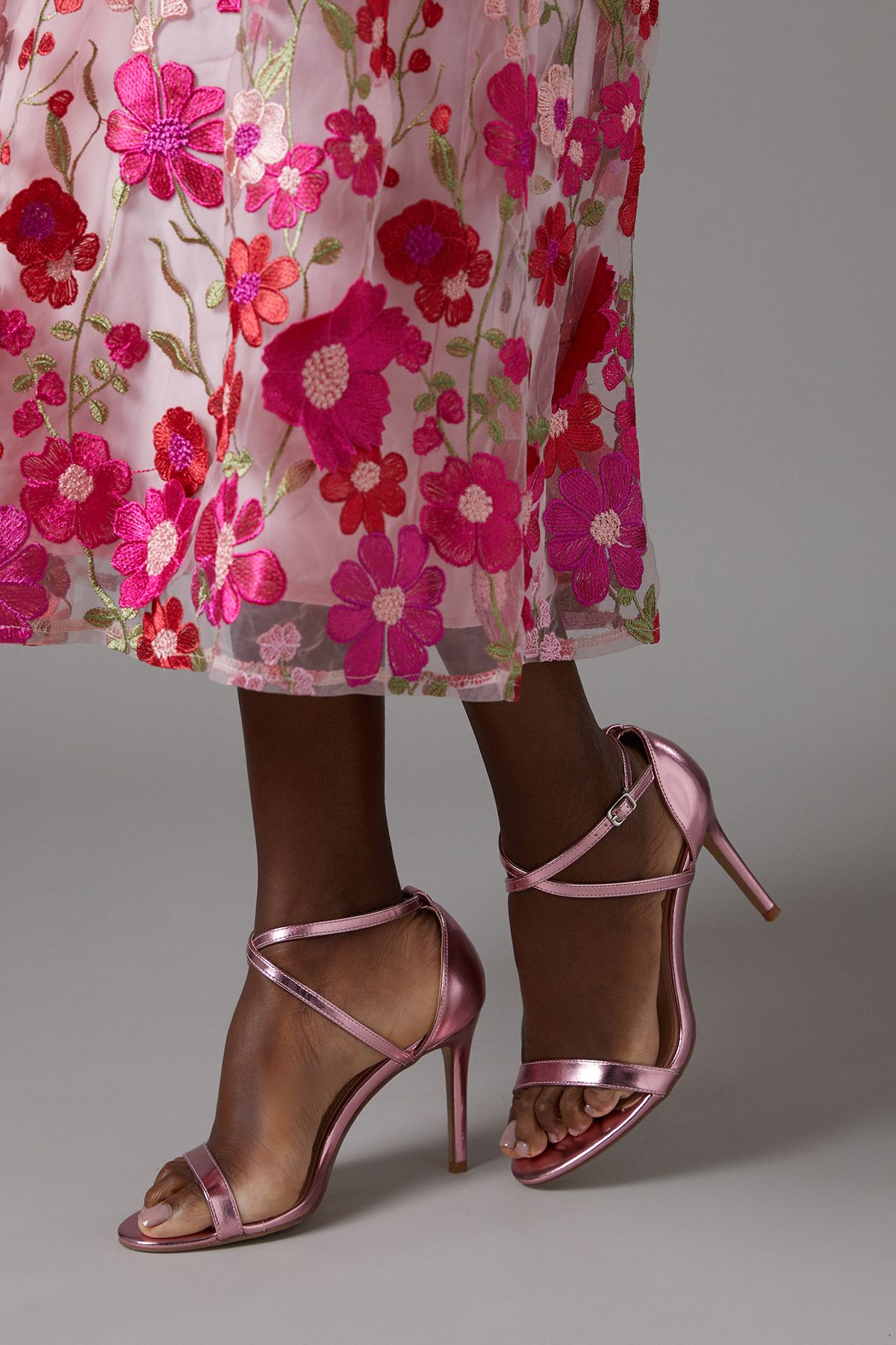 Coast Strictly Faux Leather Cross Strap High Stiletto Sandals Pink image 1