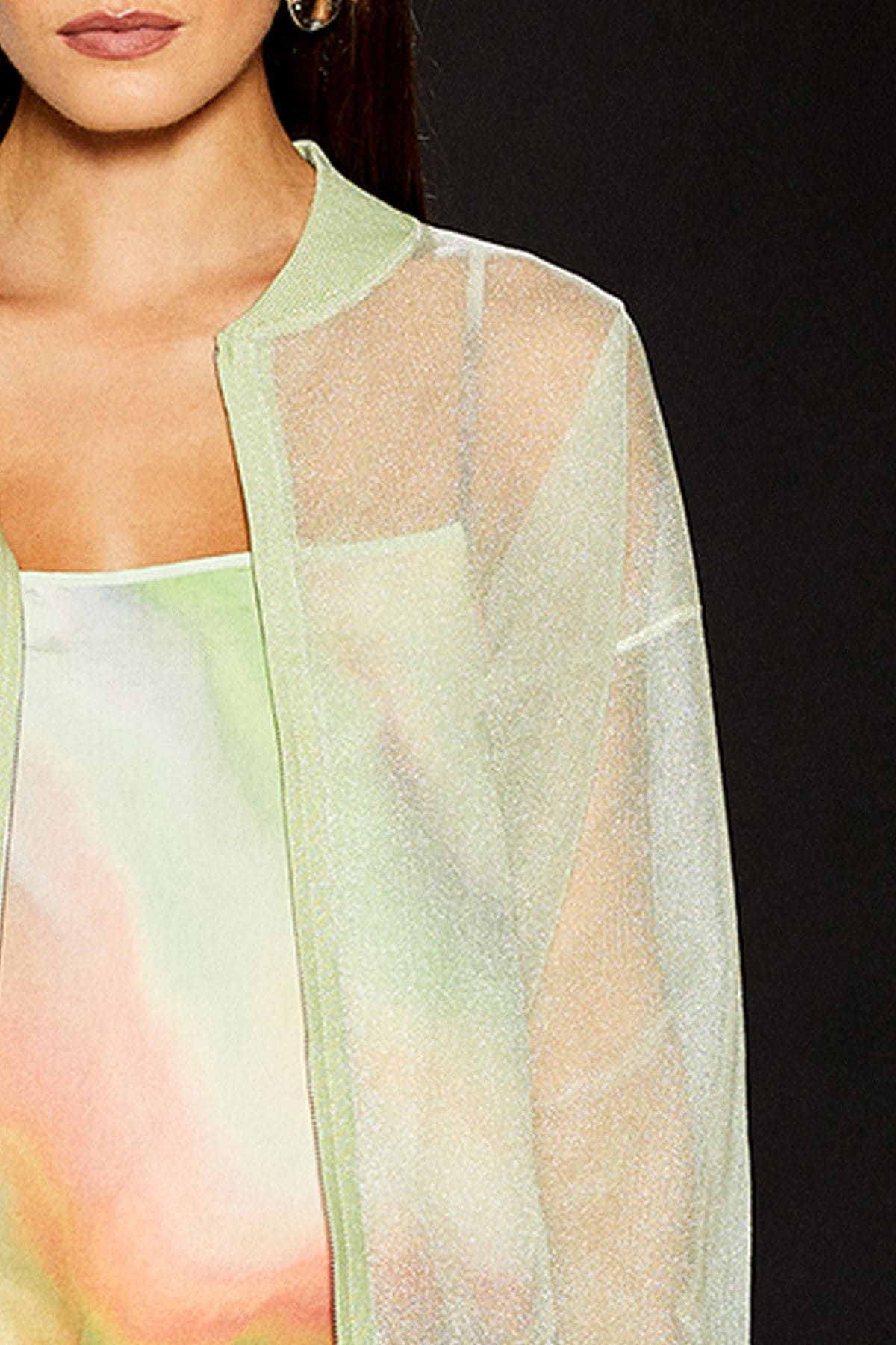 RUNWAY 1.8.1.8 Runway 1.8.1.8 Sheer Knitted Bomber Green image 3