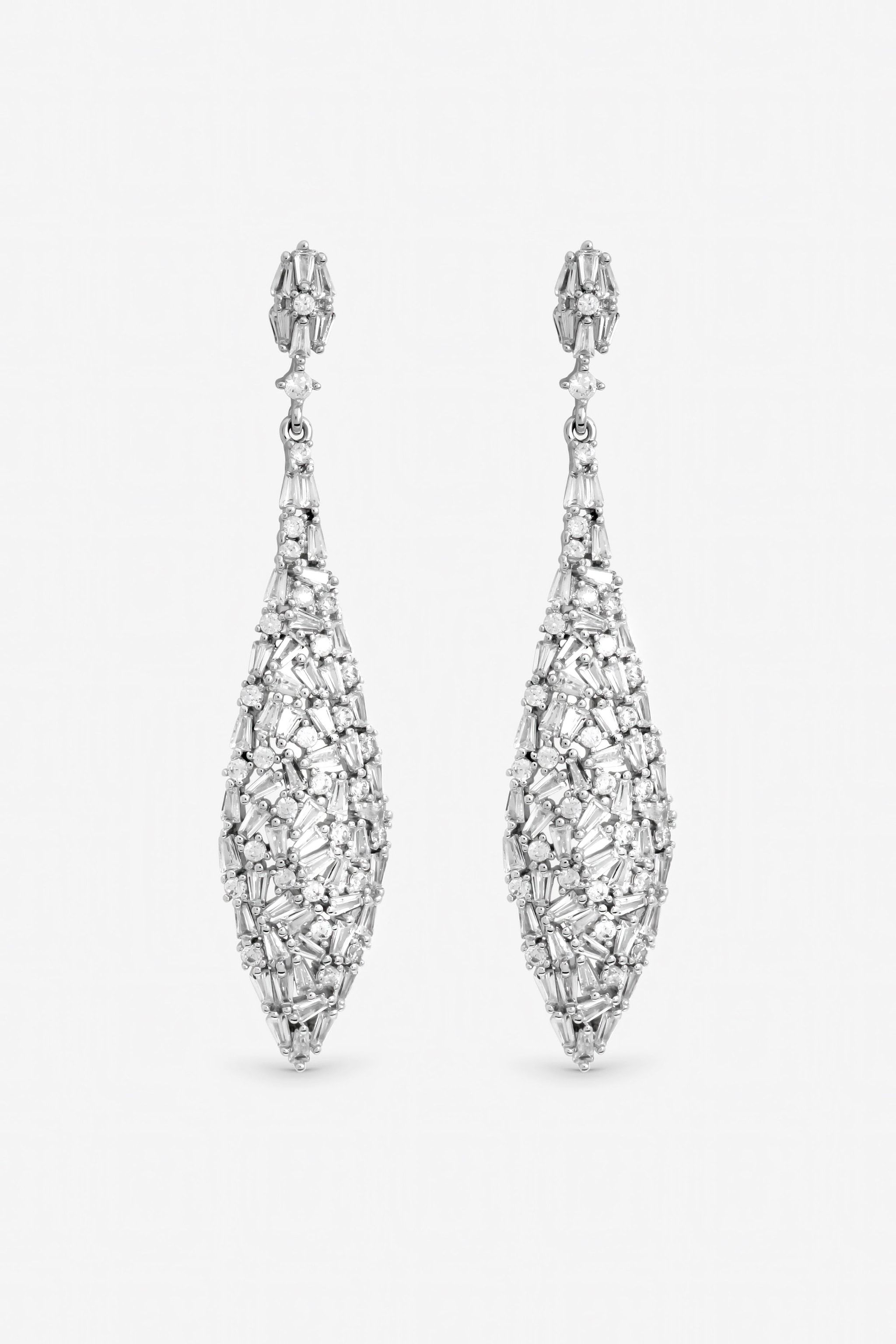 Jon Richard Rhodium Plated Mixed Stone Statement Earrings