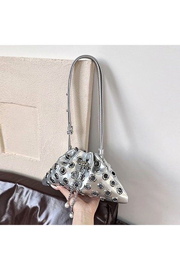 XY London 'Janieka' Drawstring Chain Shoulder Bag with Eyelet Studs