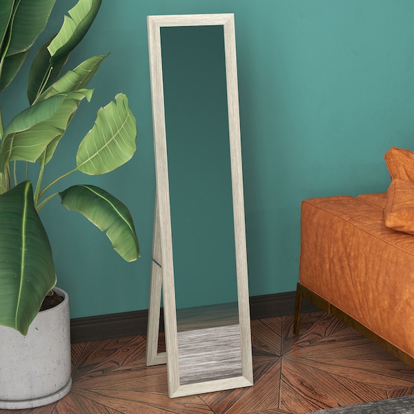 HOMCOM Rustic Full Length Mirror, Hanging and Freestanding Tall Mirror for Bedroom