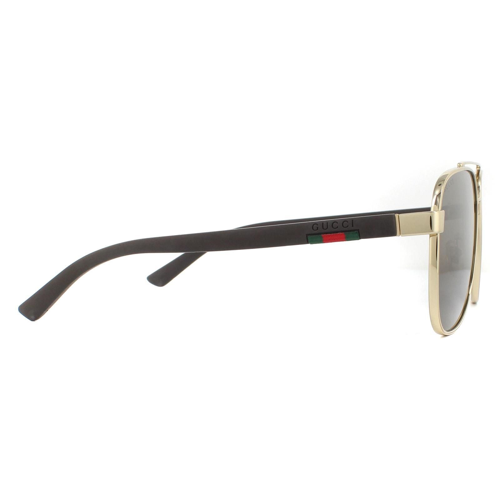 Gucci Aviator Gold Brown Sunglasses image 4