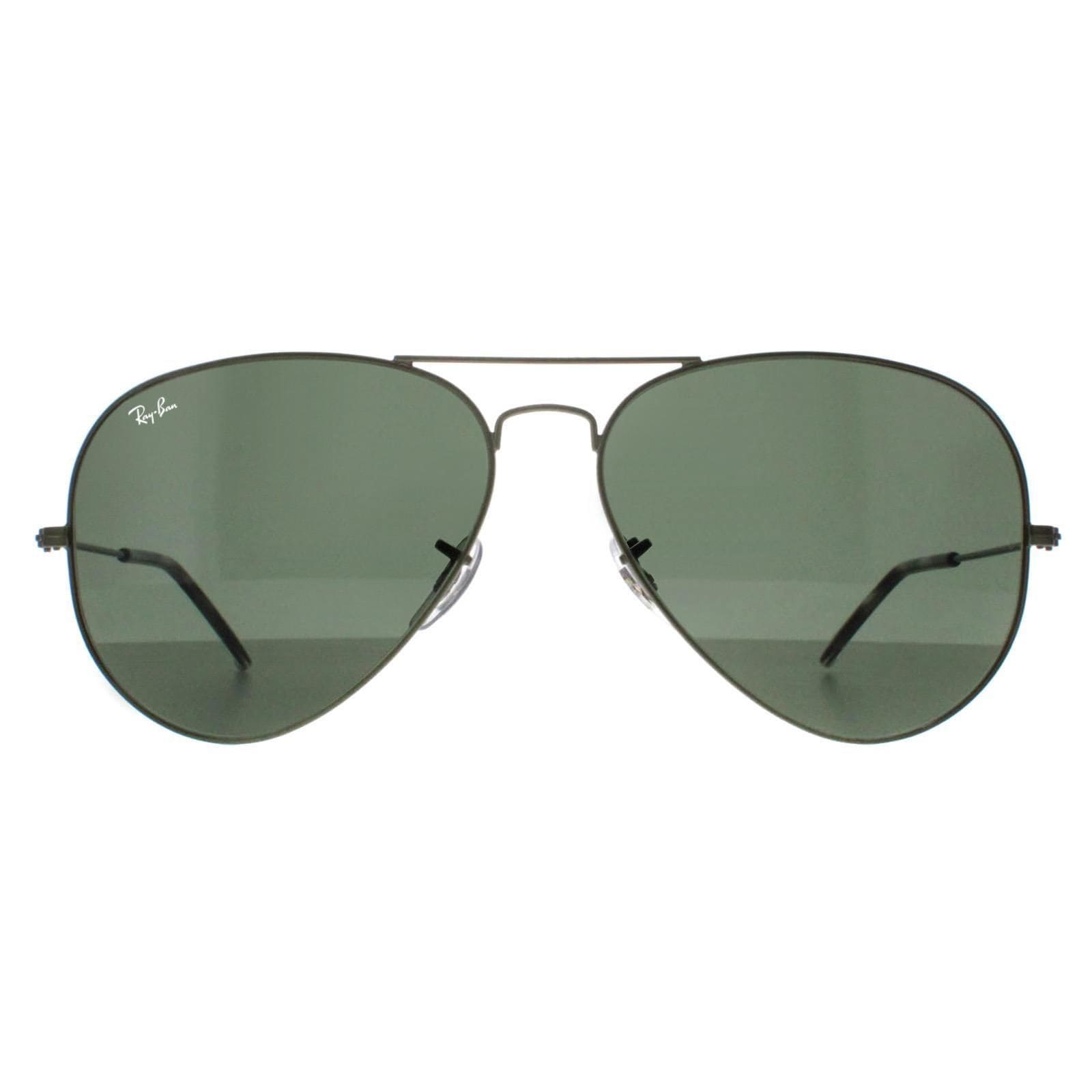 Ray-Ban Aviator Matte Transparent Green G-15 Green Aviator RB3025 image 1
