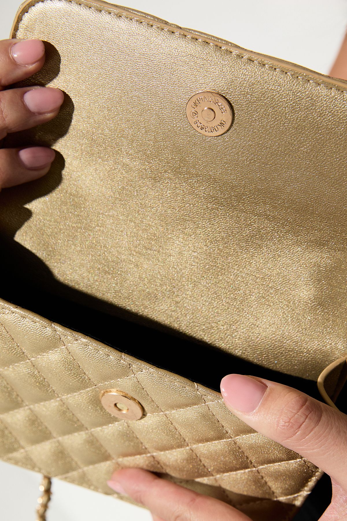 MissPap Faux Leather Mini Quilted Flap Bag Gold image 3