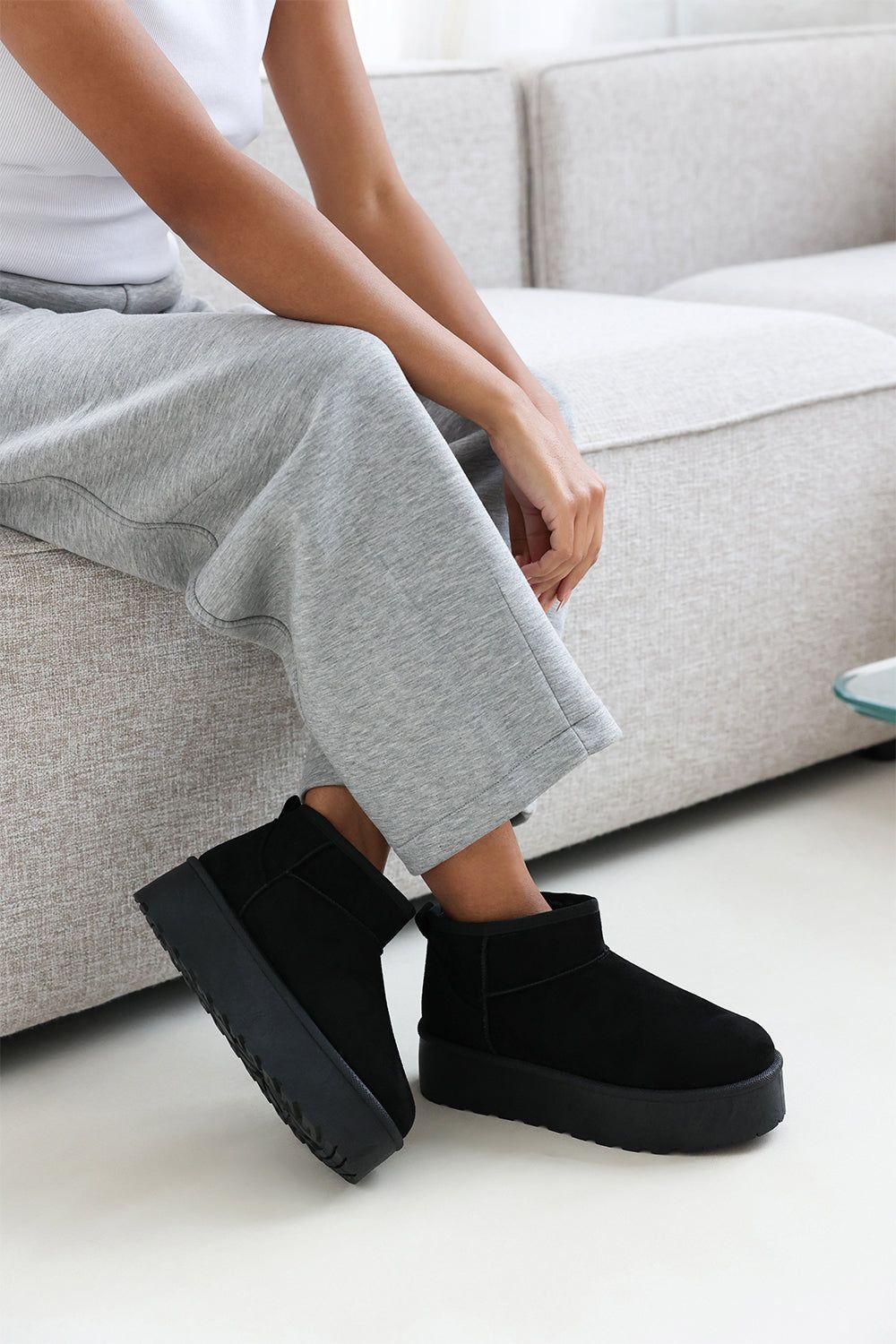 Where's That From 'Janessa' Mini Faux-Suede Fur Lined Platform Ankle Boot image 1