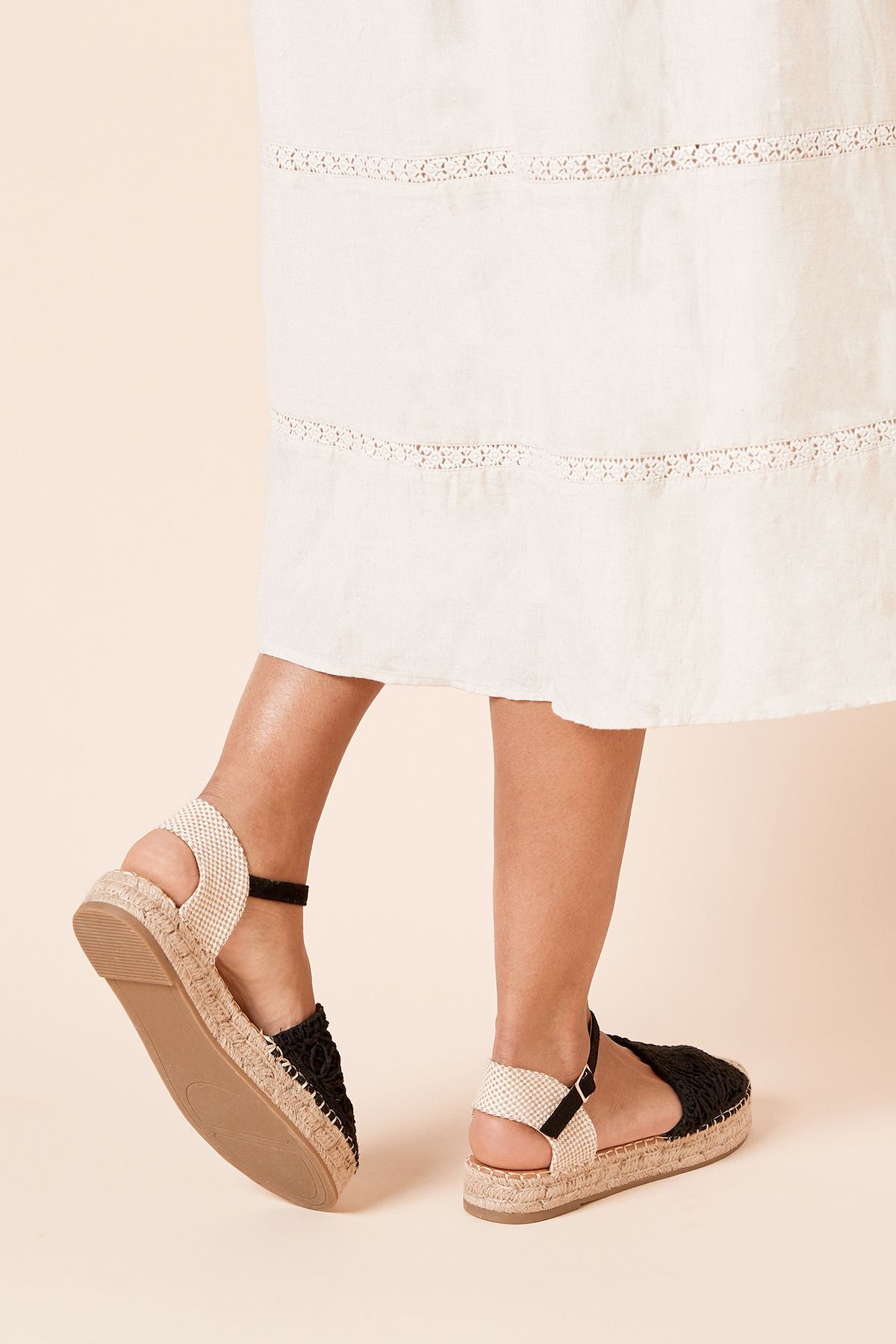 Dorothy Perkins Laura Embroidered Closed Toe Flat Espadrille Shoes Black image 4