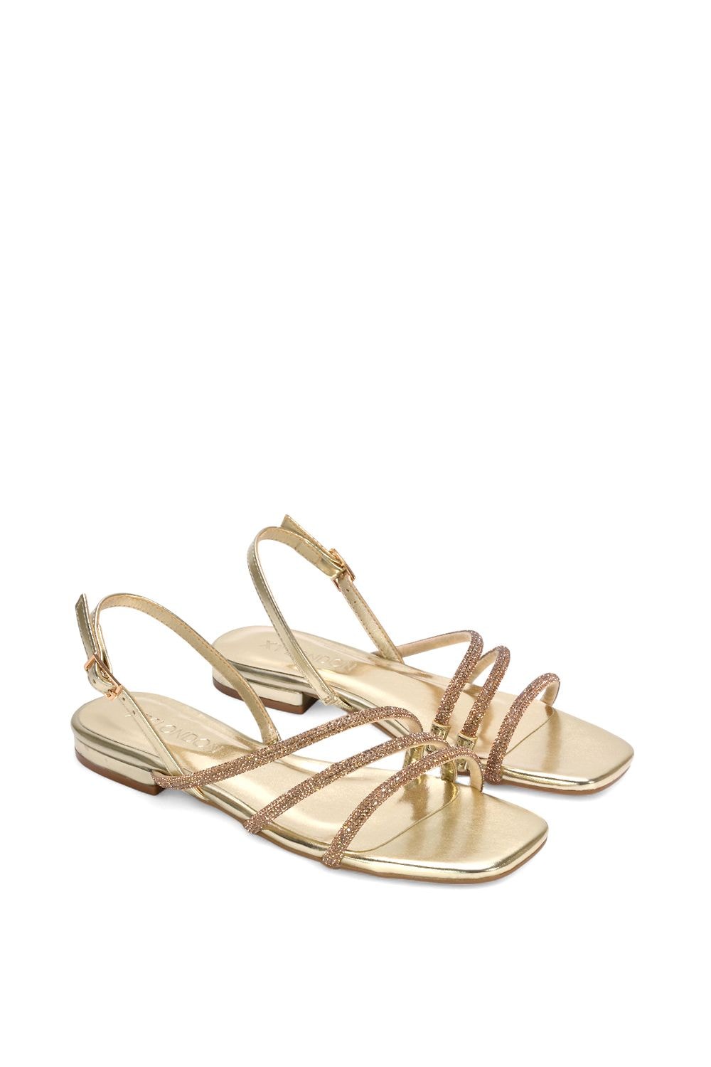 XY London 'Abigale' Strappy Diamante Flat Slingback Sandals With Buckle image 5