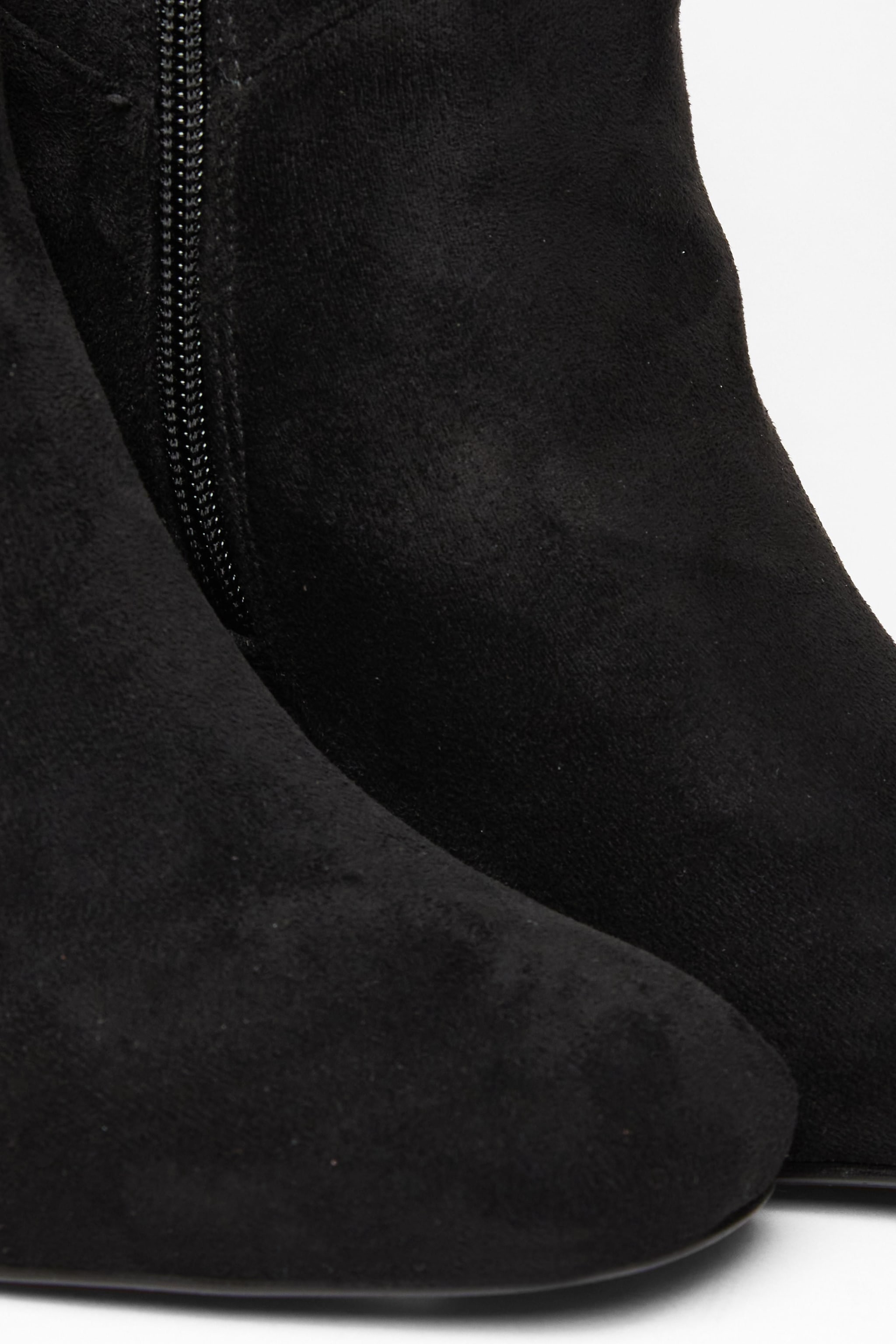Quiz Black Wide Fit Faux Suede Heeled Boot image 4