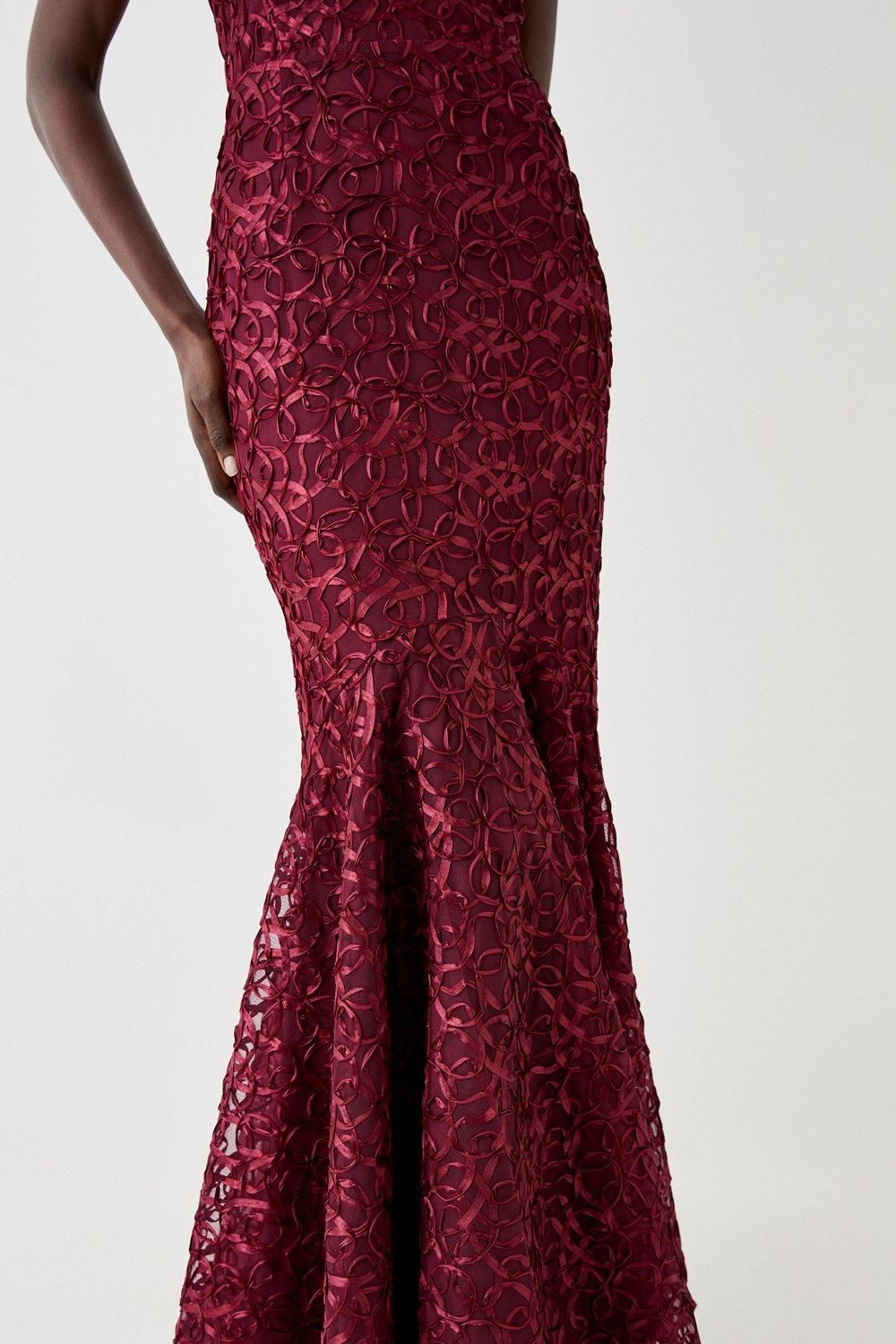 Coast Plunge Neck Bodycon Fishtail Maxi Dress Aubergine image 3