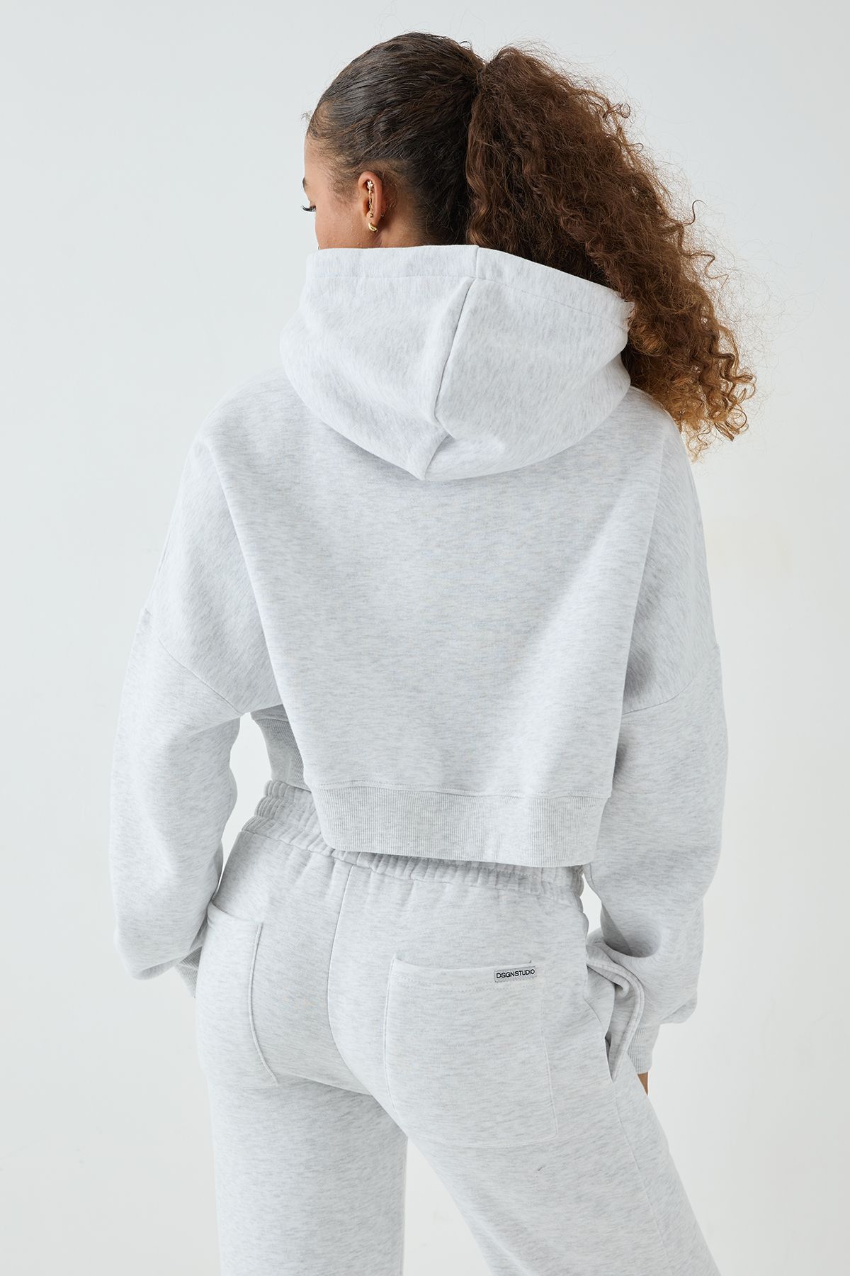 DSGN Studio DSGN Studio Boxy Crop Zip Through Hoodie Ash Grey image 2
