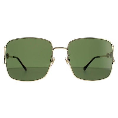 Gucci Rectangle Gold Green Sunglasses