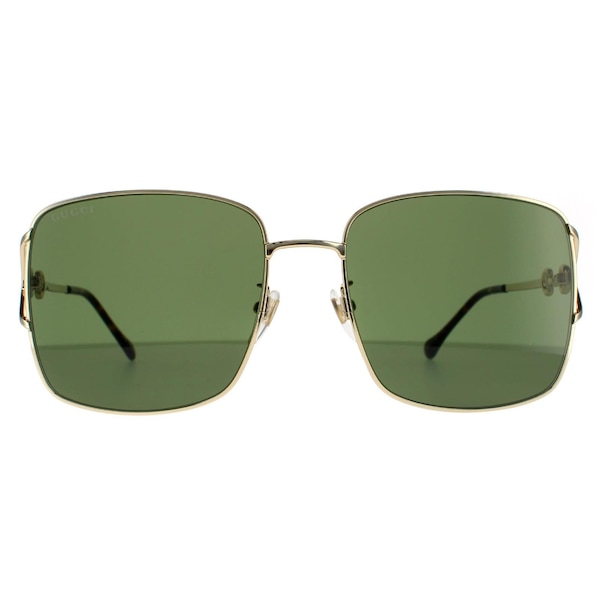 Gucci Rectangle Gold Green Sunglasses