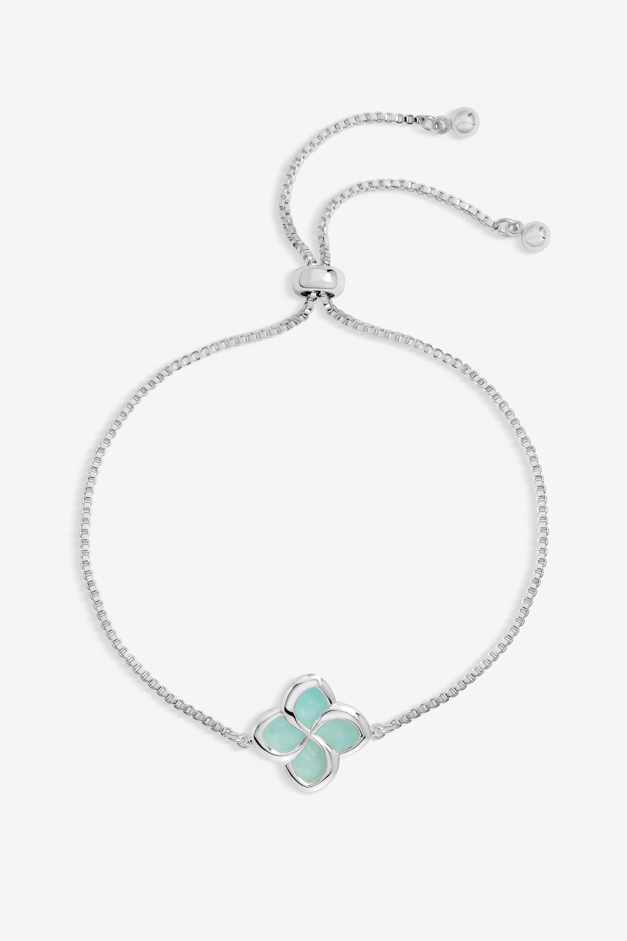 Inicio Sterling Silver Plated Turquoise Clover Toggle Bracelet image 1
