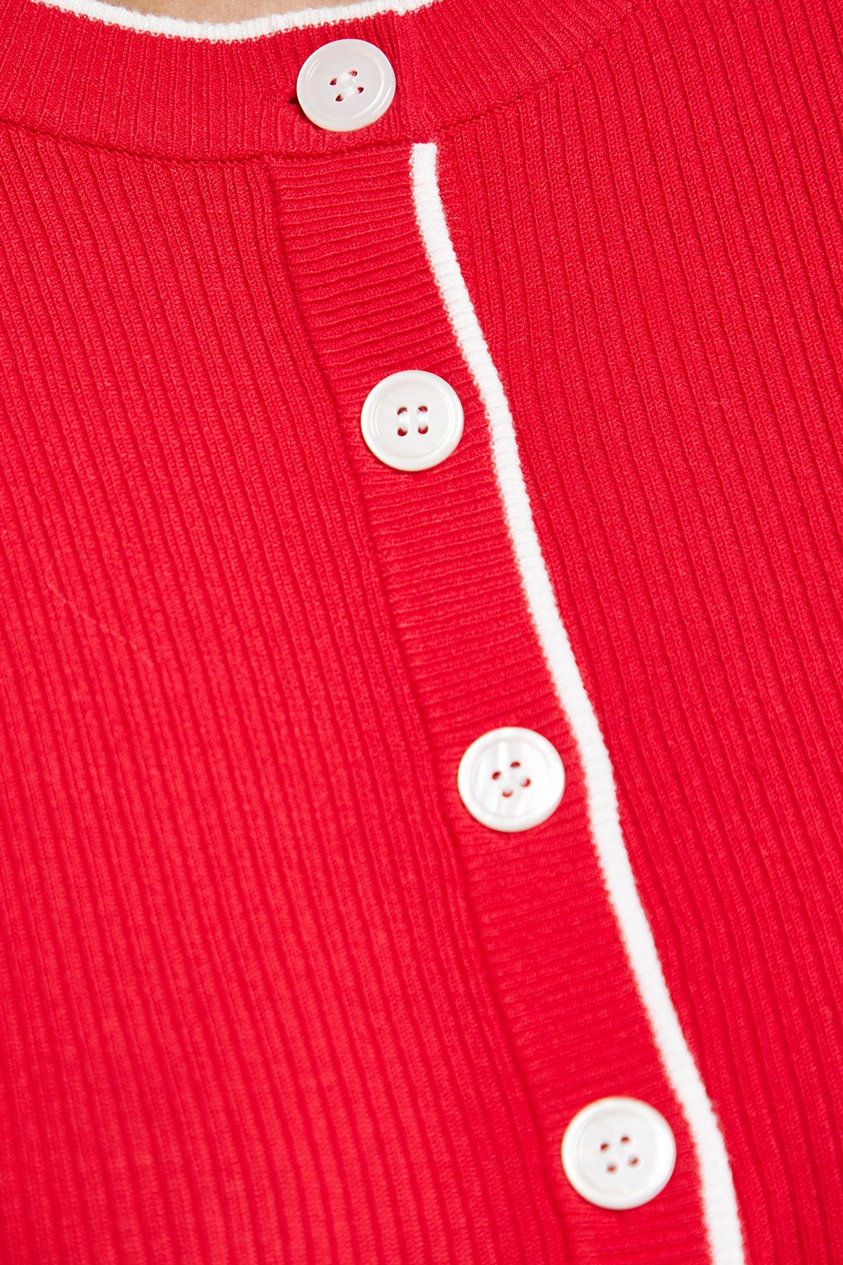 Warehouse Mini Stripe Button Through Cardigan Red image 5
